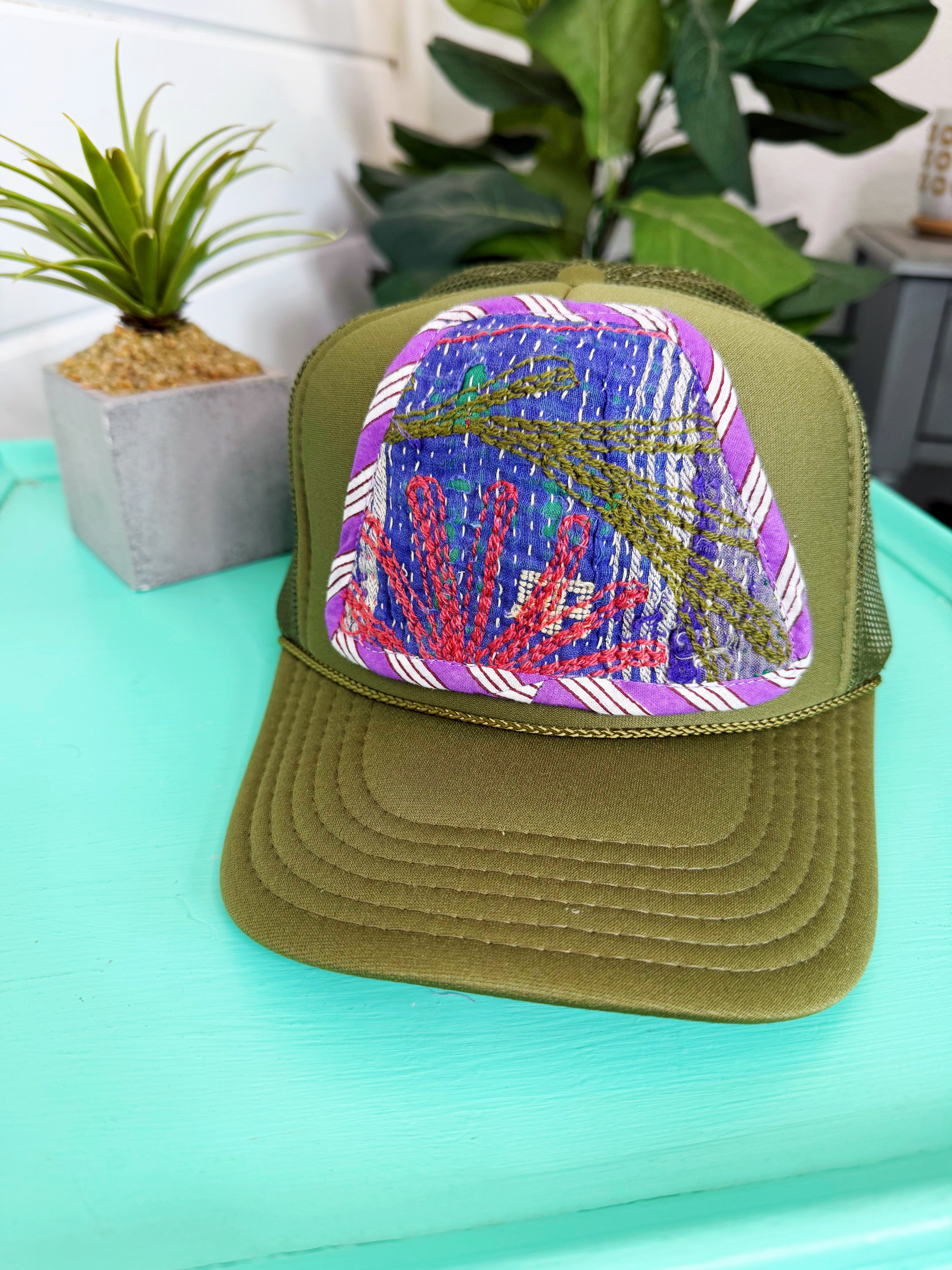 Kantha Patch Trucker Hat - One of a Kind