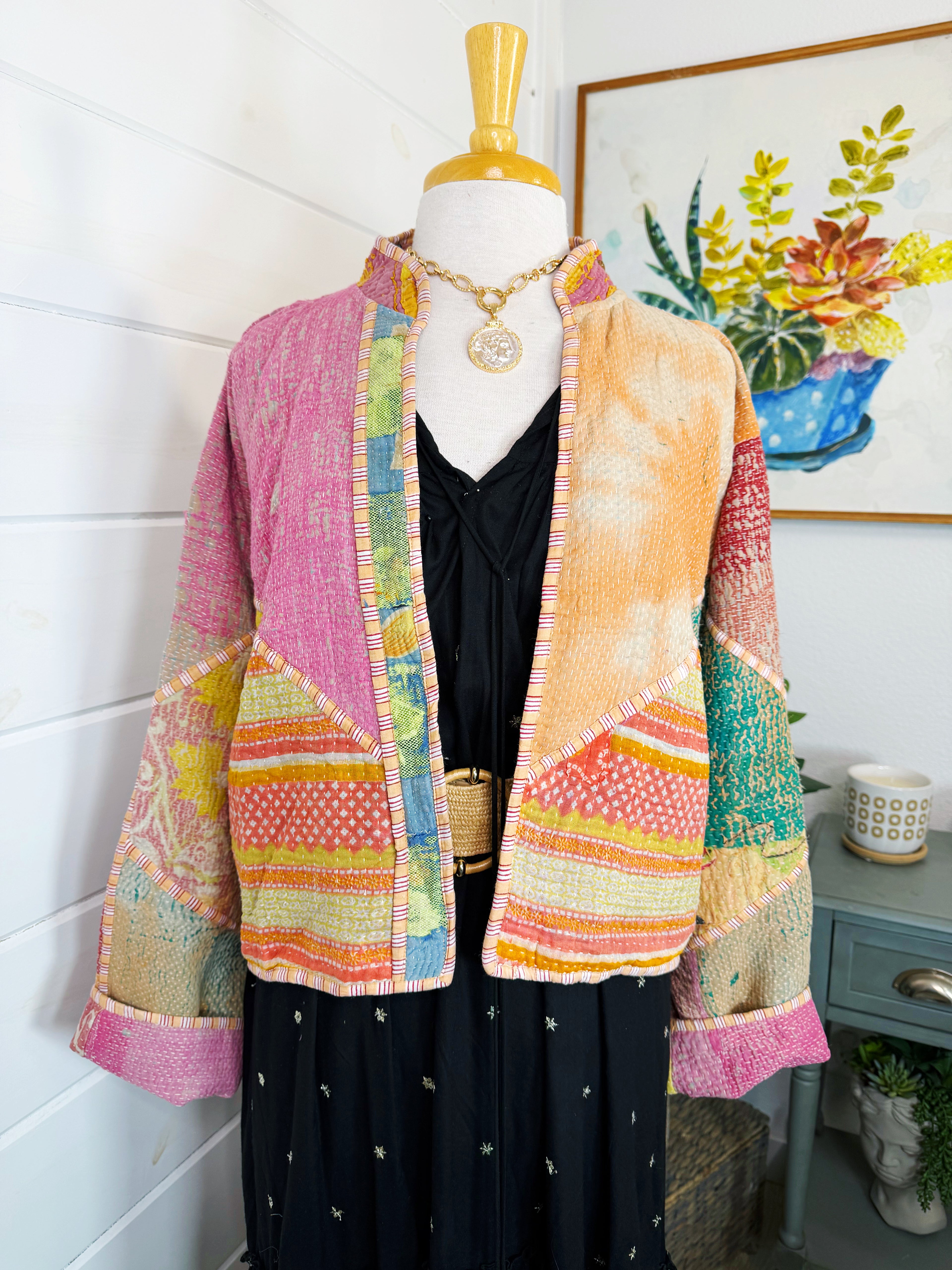 Patchwork Kantha Jacket – Quilted Reversible Blanket Coat