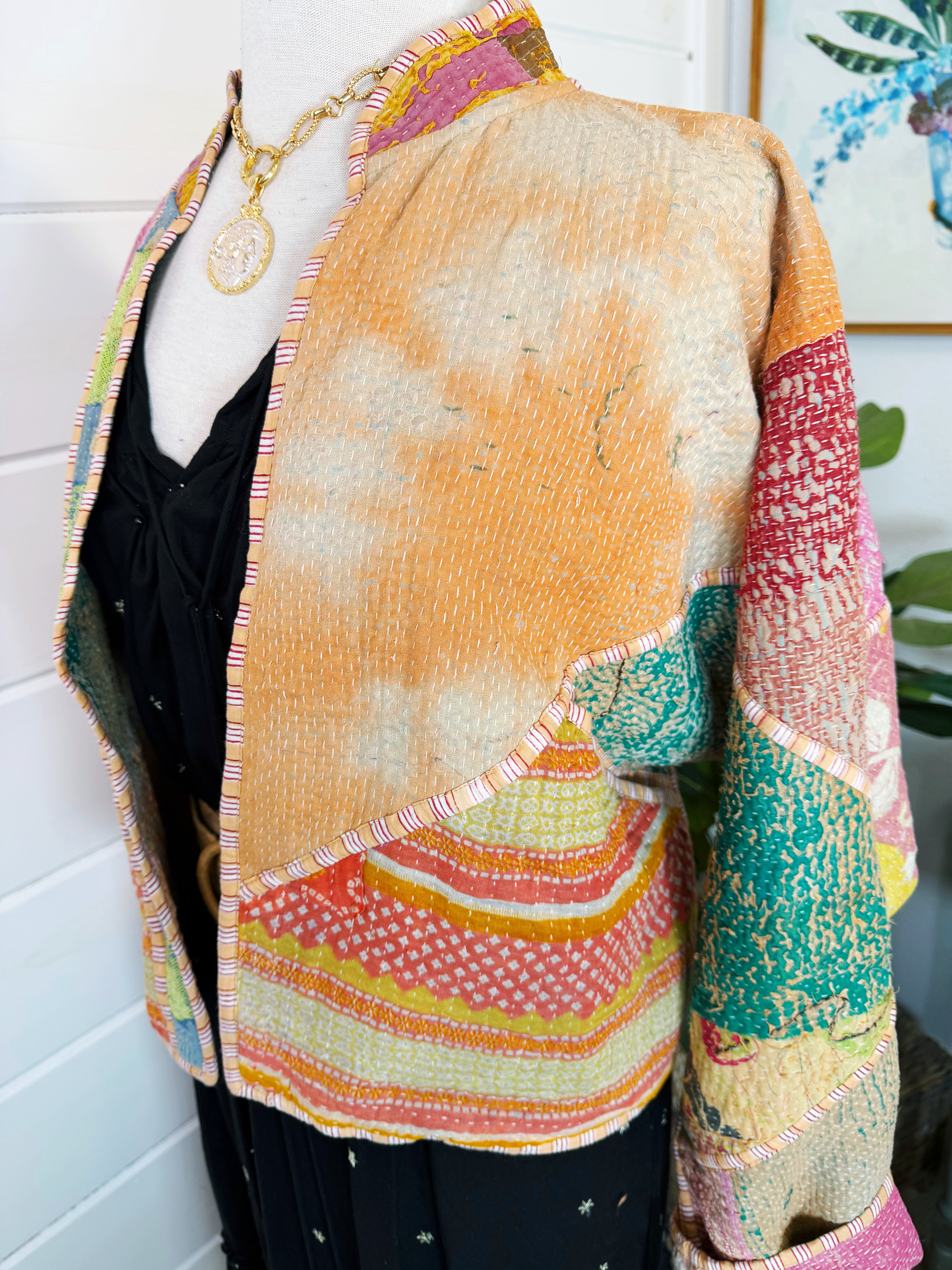 Patchwork Kantha Jacket – Quilted Reversible Blanket Coat
