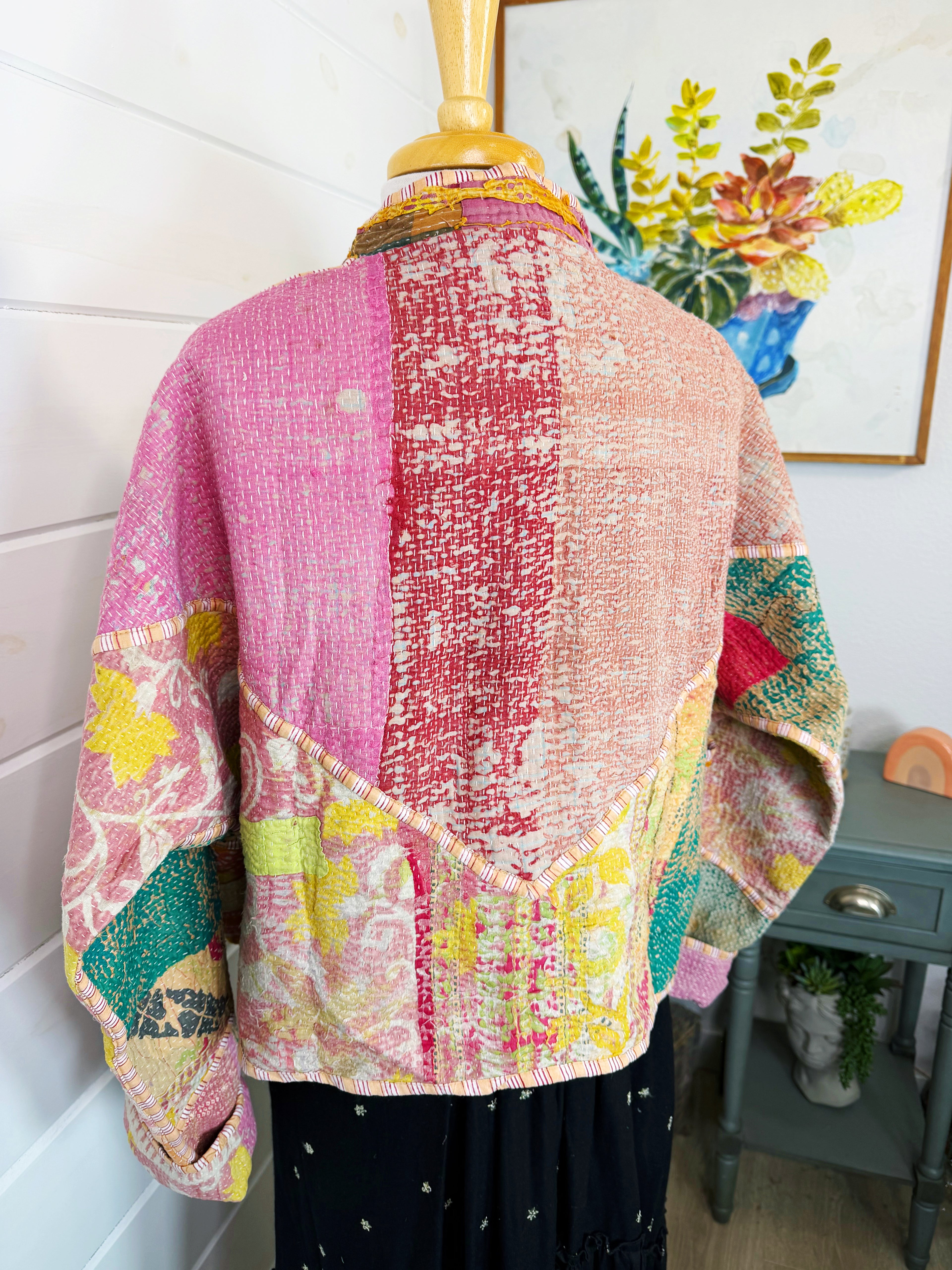 Patchwork Kantha Jacket – Quilted Reversible Blanket Coat