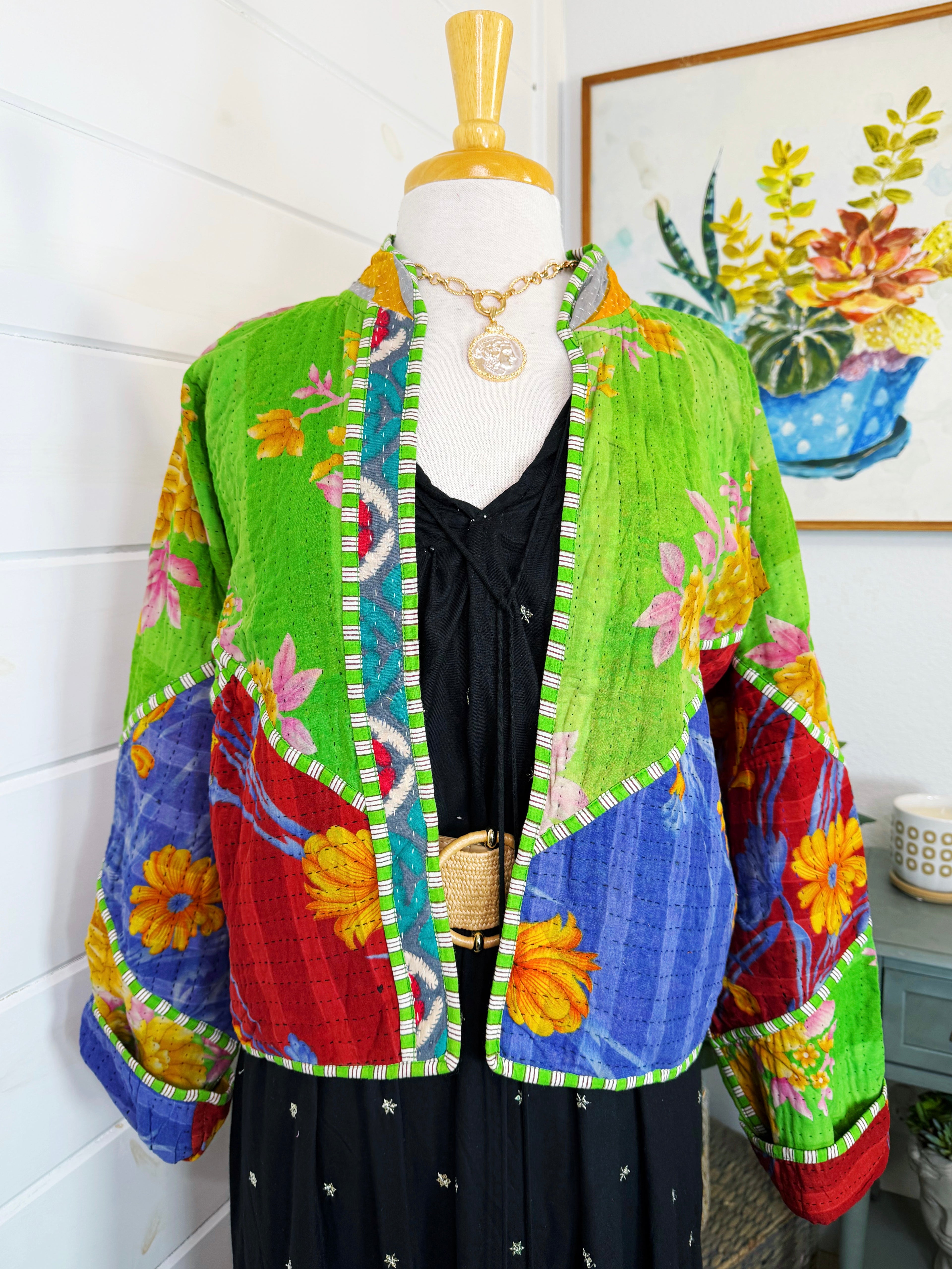 Patchwork Kantha Jacket – Quilted Reversible Blanket Coat