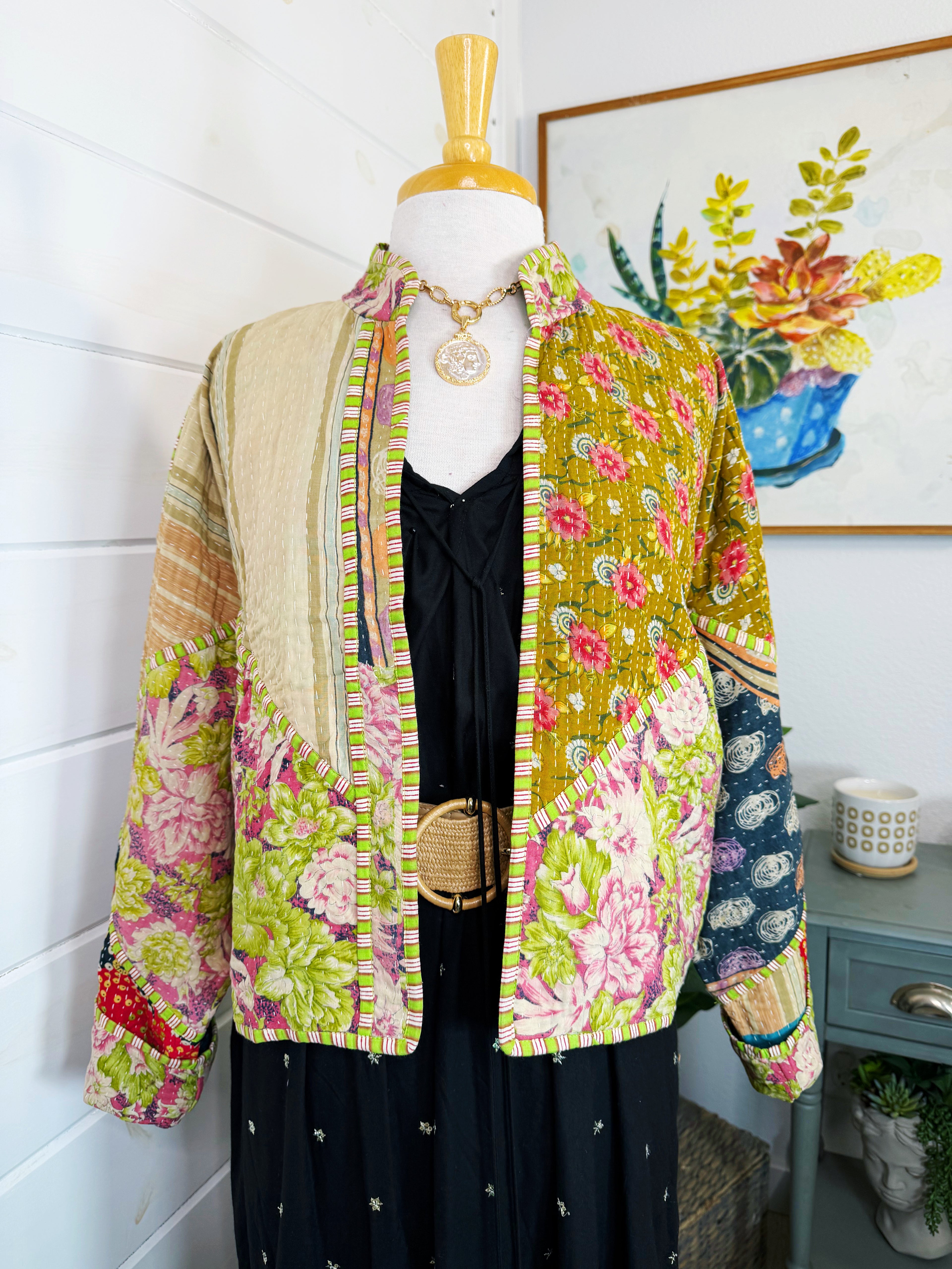 Patchwork Kantha Jacket – Quilted Reversible Blanket Coat
