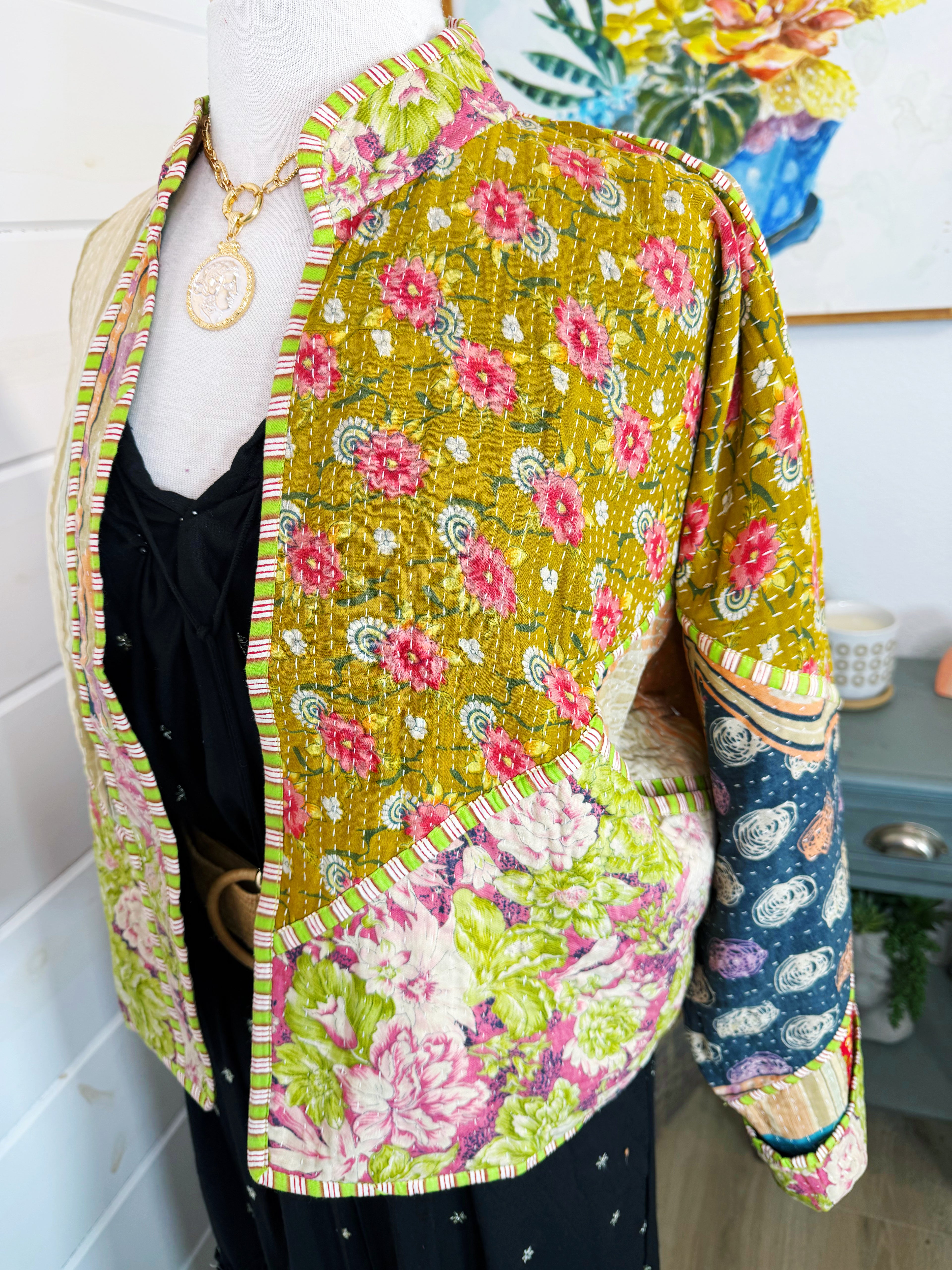 Patchwork Kantha Jacket – Quilted Reversible Blanket Coat