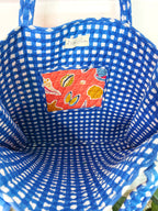 Quilted Large Tote Bag - Coral Seashell Print