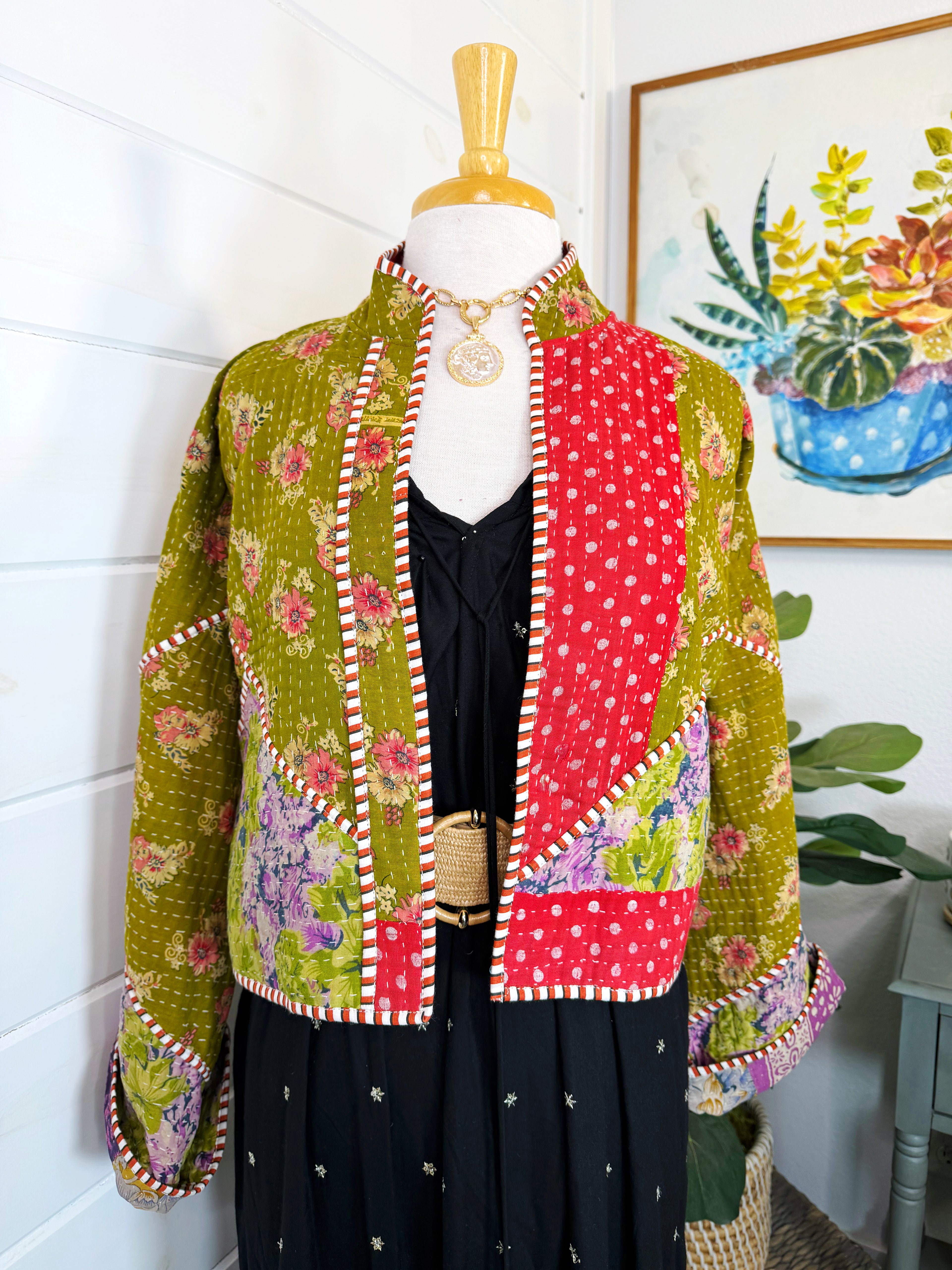 Patchwork Kantha Jacket – Quilted Reversible Blanket Coat