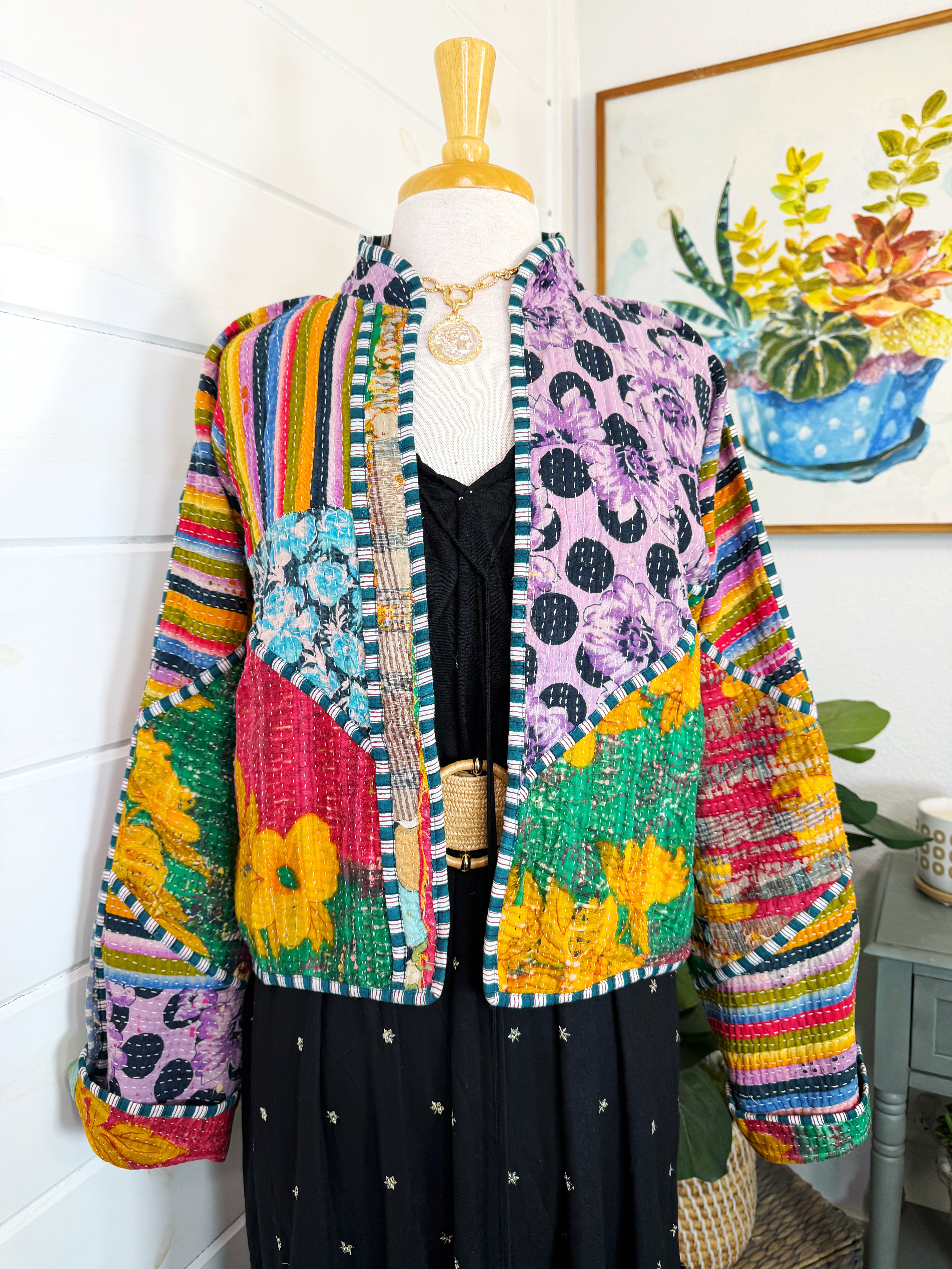 Patchwork Kantha Jacket – Quilted Reversible Blanket Coat