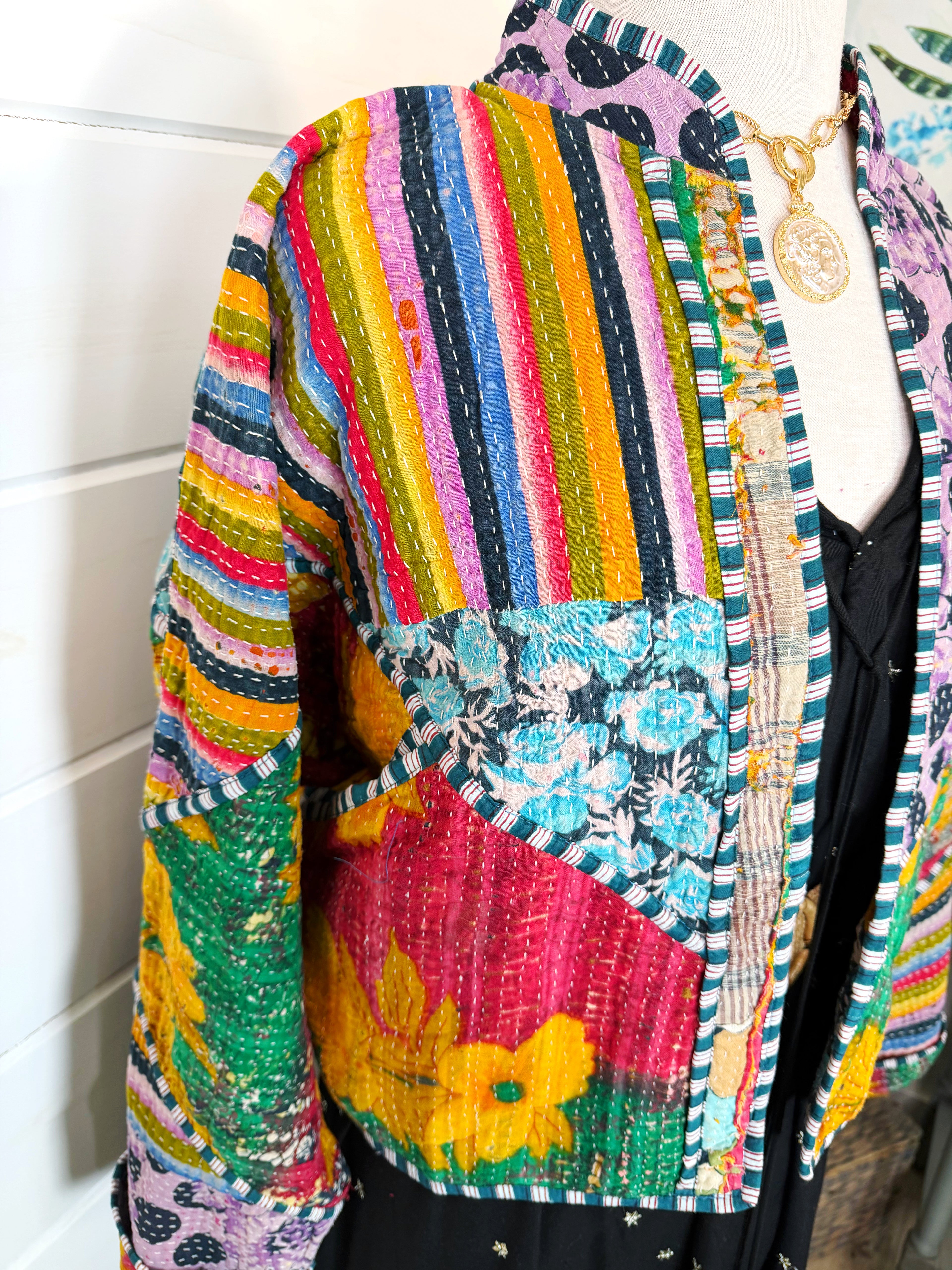 Patchwork Kantha Jacket – Quilted Reversible Blanket Coat