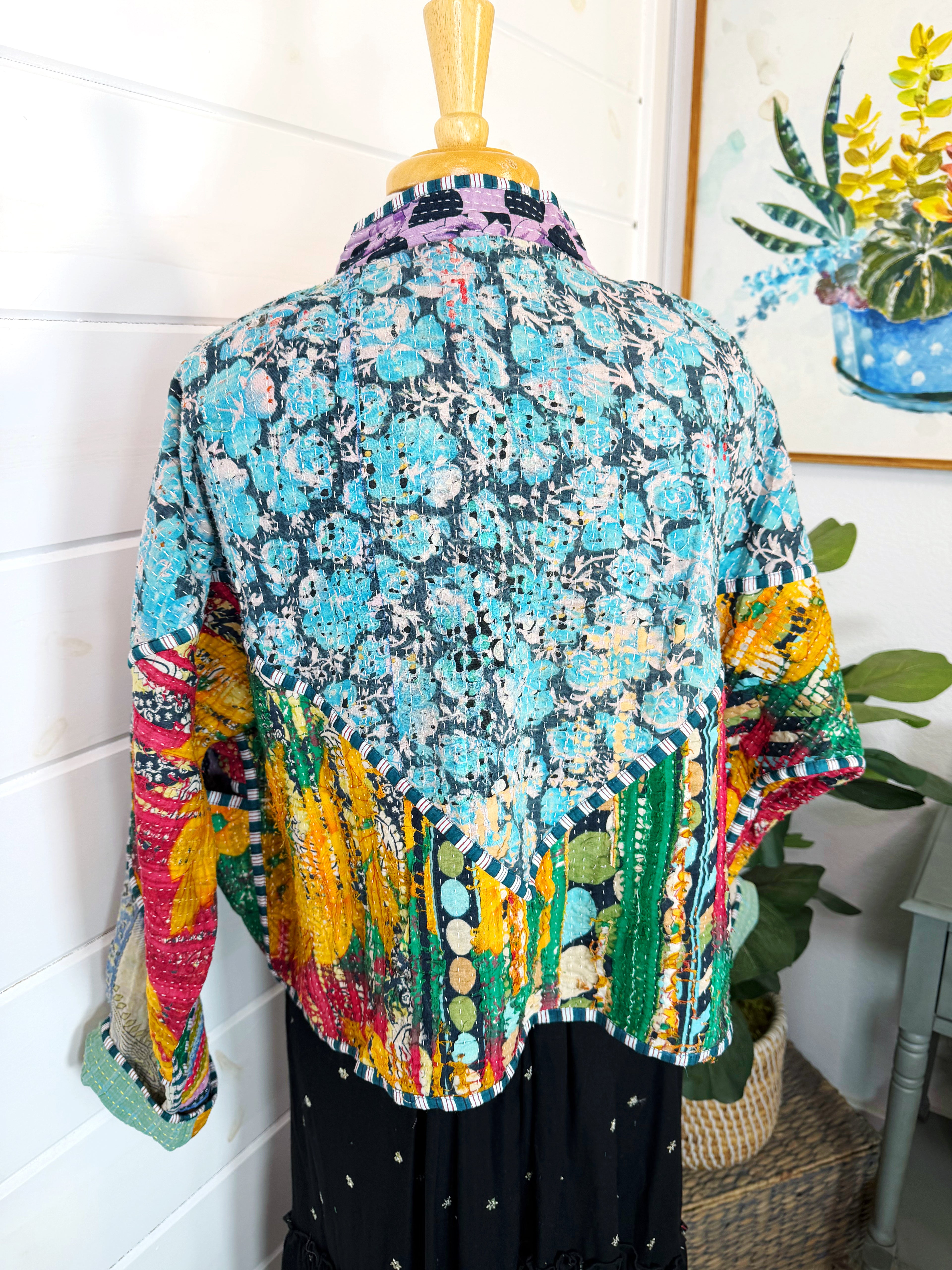 Patchwork Kantha Jacket – Quilted Reversible Blanket Coat