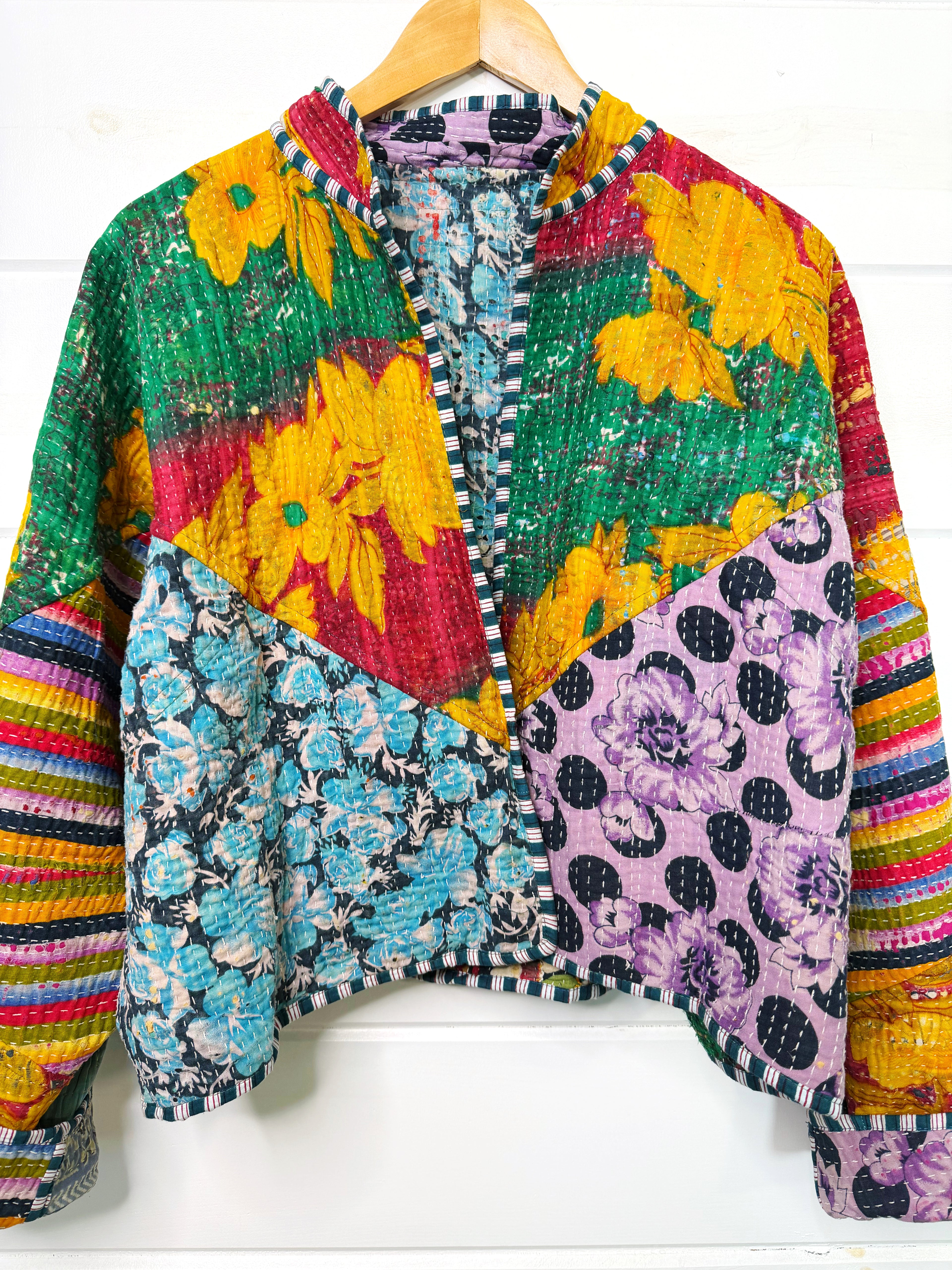 Patchwork Kantha Jacket – Quilted Reversible Blanket Coat