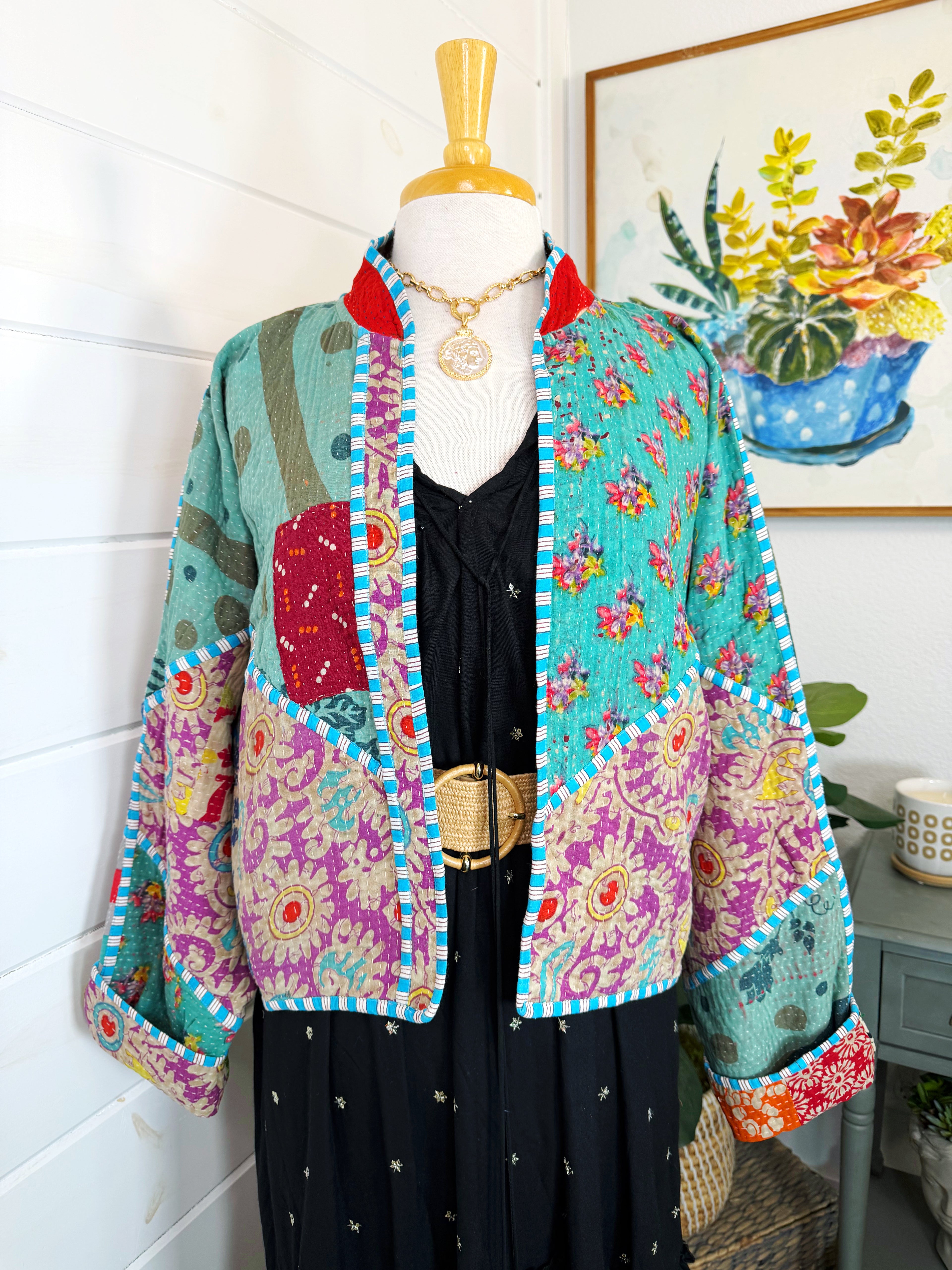Patchwork Kantha Jacket – Quilted Reversible Blanket Coat