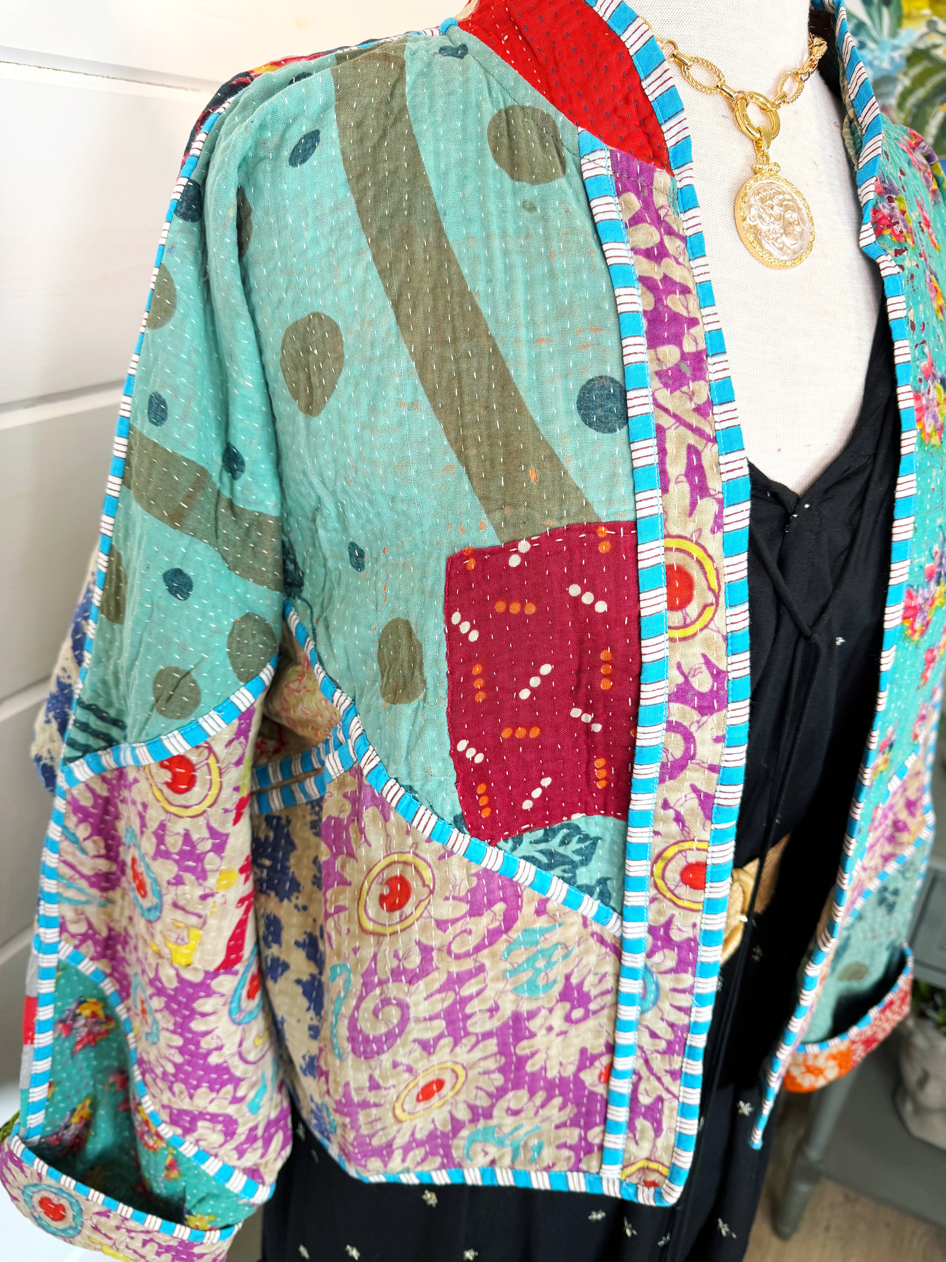 Patchwork Kantha Jacket – Quilted Reversible Blanket Coat