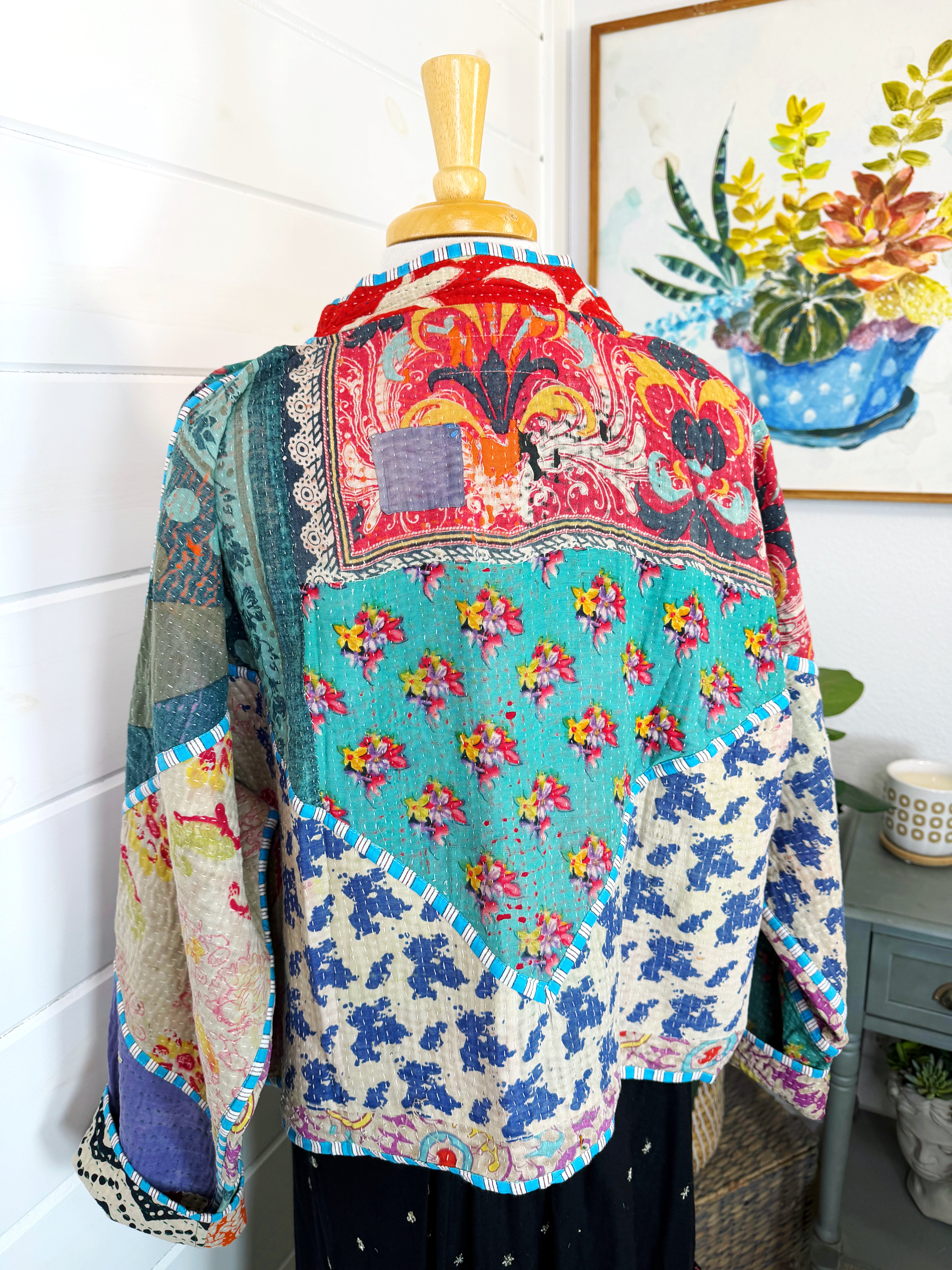 Patchwork Kantha Jacket – Quilted Reversible Blanket Coat