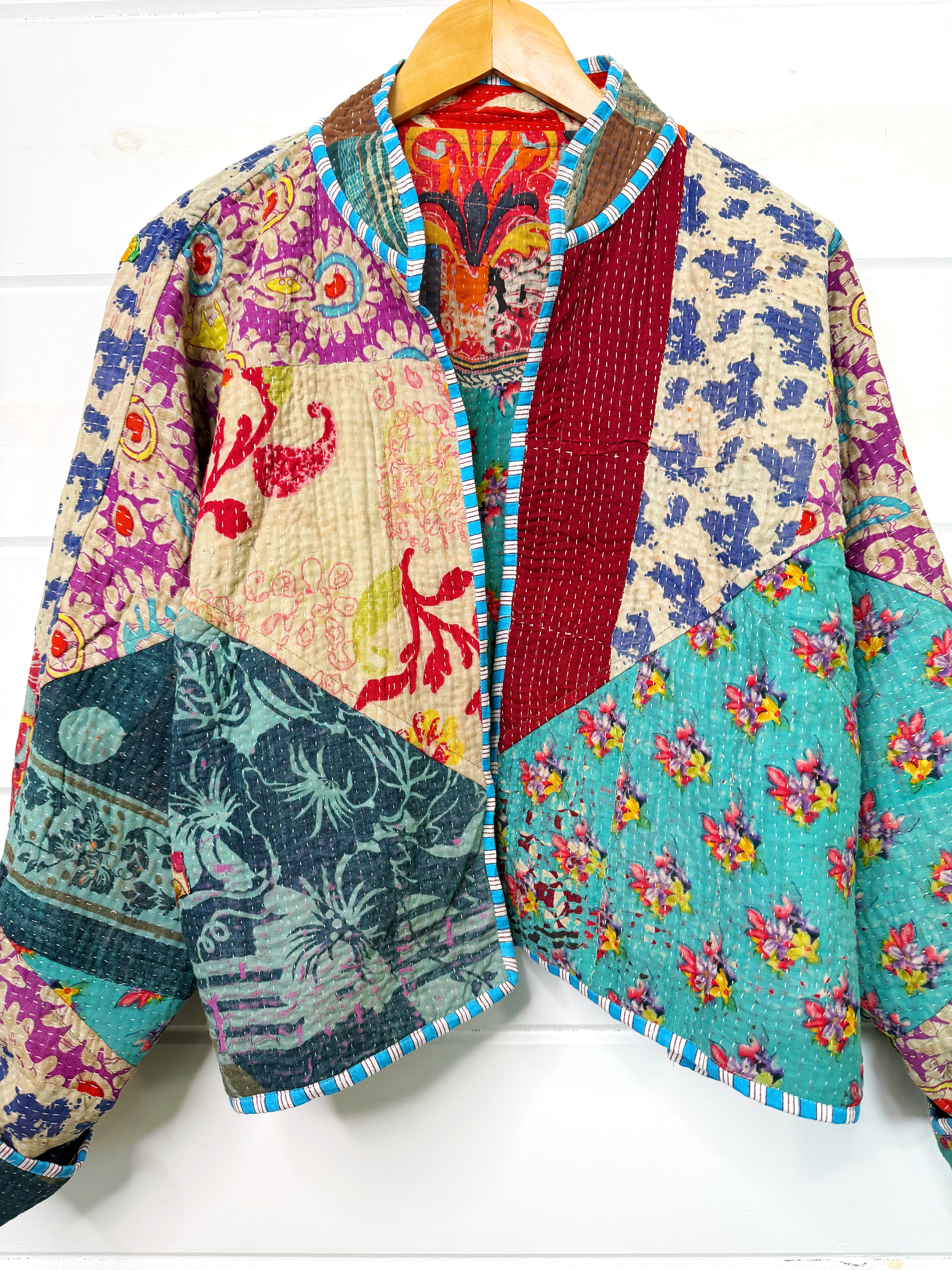 Patchwork Kantha Jacket – Quilted Reversible Blanket Coat