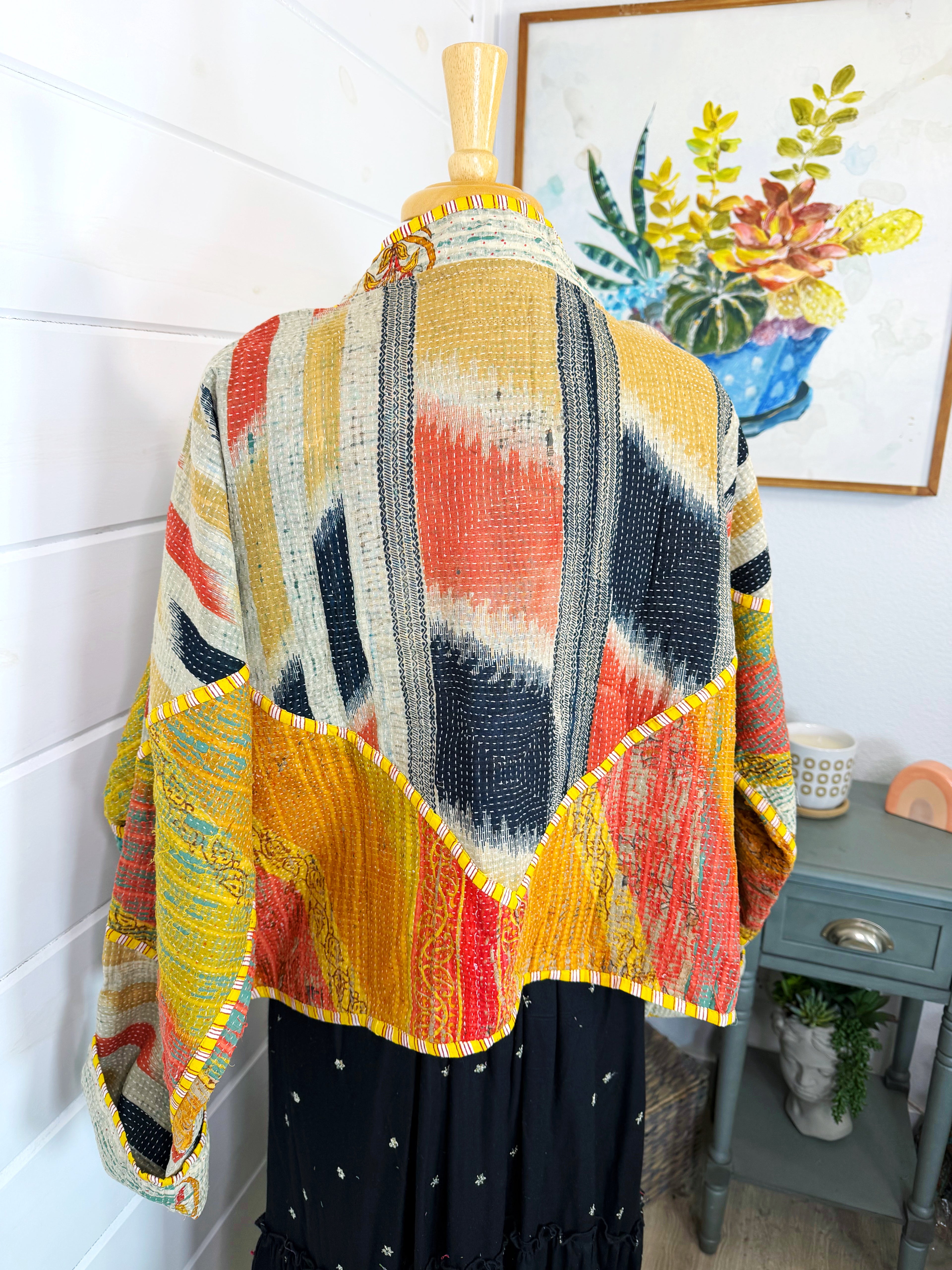 Patchwork Kantha Jacket – Quilted Reversible Blanket Coat