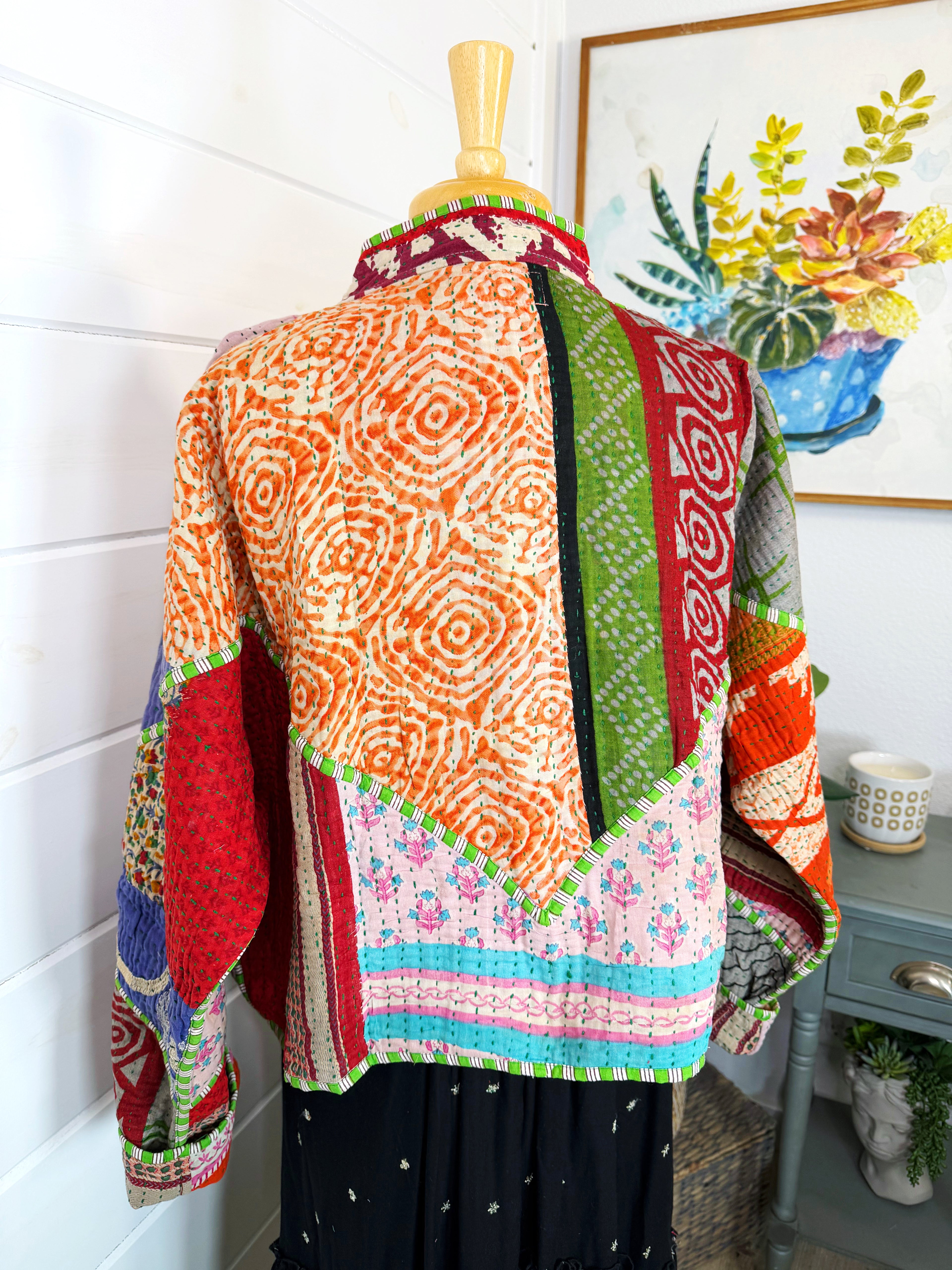 Patchwork Kantha Jacket – Quilted Reversible Blanket Coat