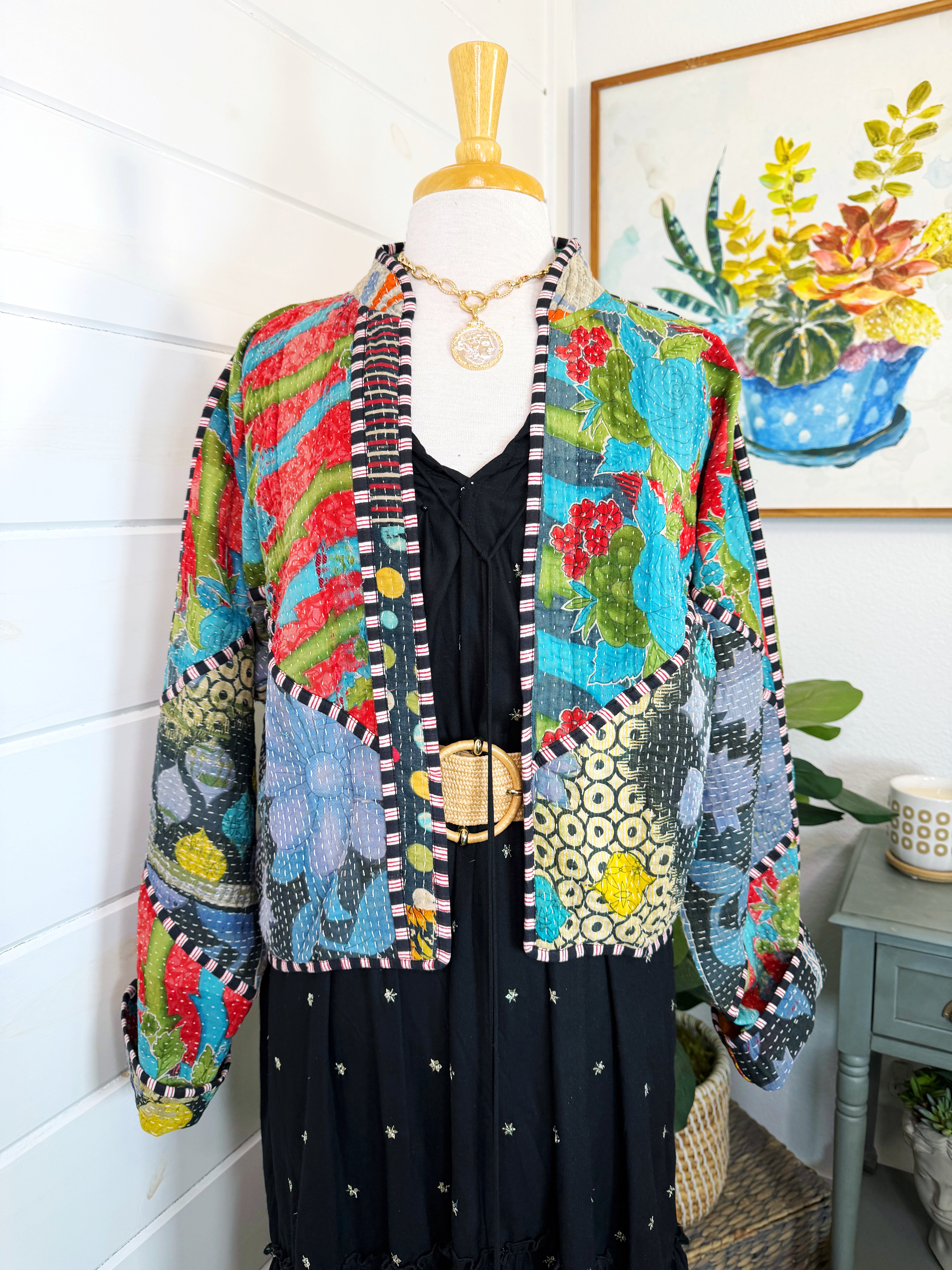 Patchwork Kantha Jacket – Quilted Reversible Blanket Coat