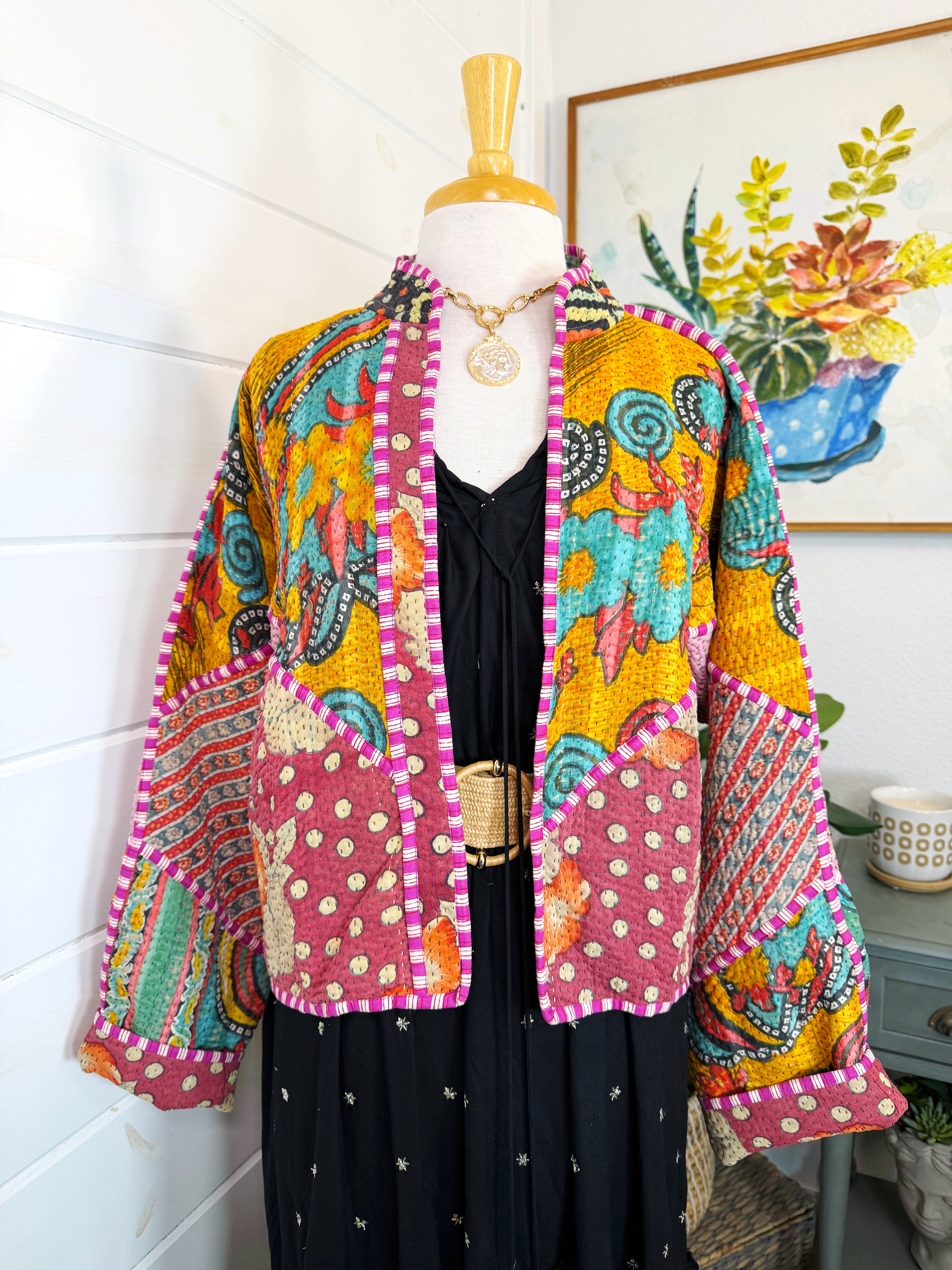 Patchwork Kantha Jacket – Quilted Reversible Blanket Coat
