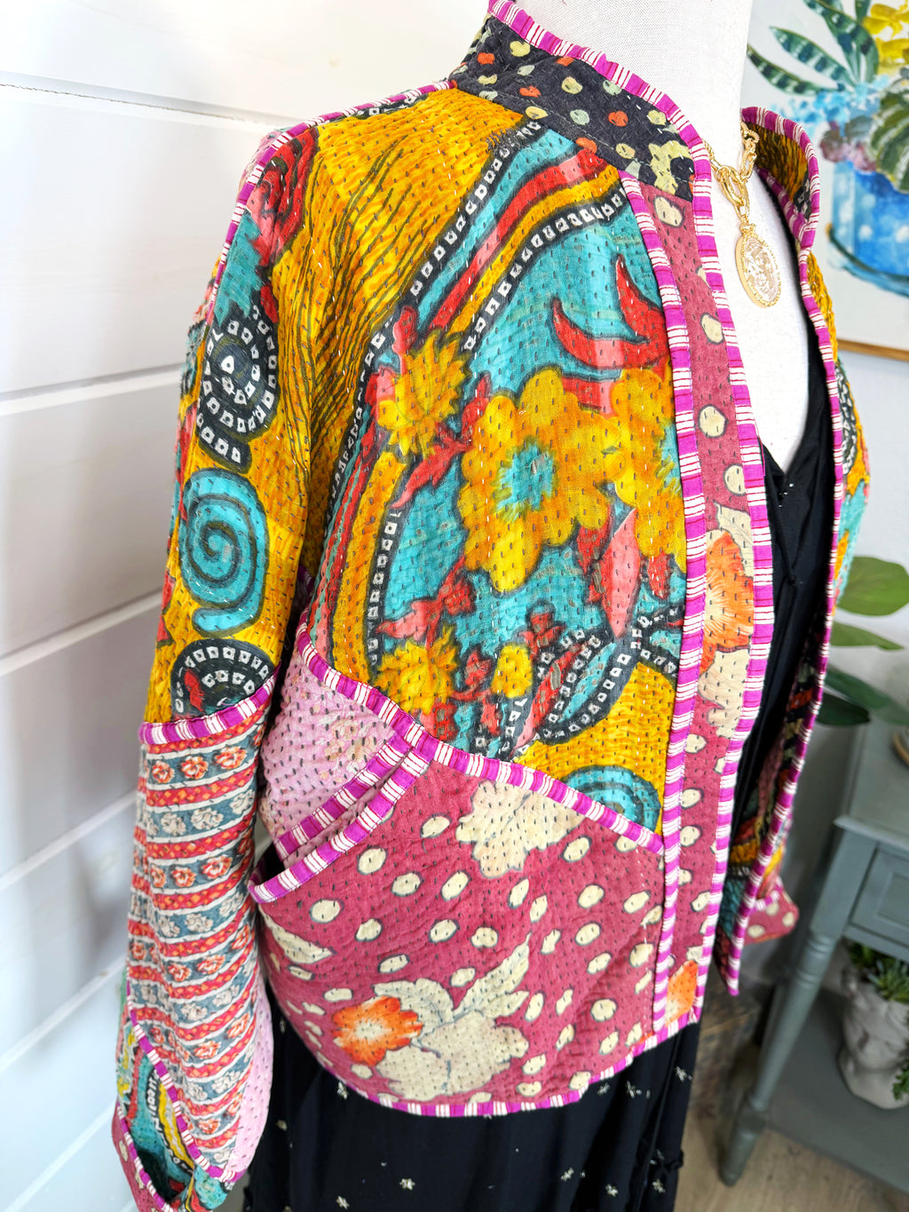 Patchwork Kantha Jacket – Quilted Reversible Blanket Coat