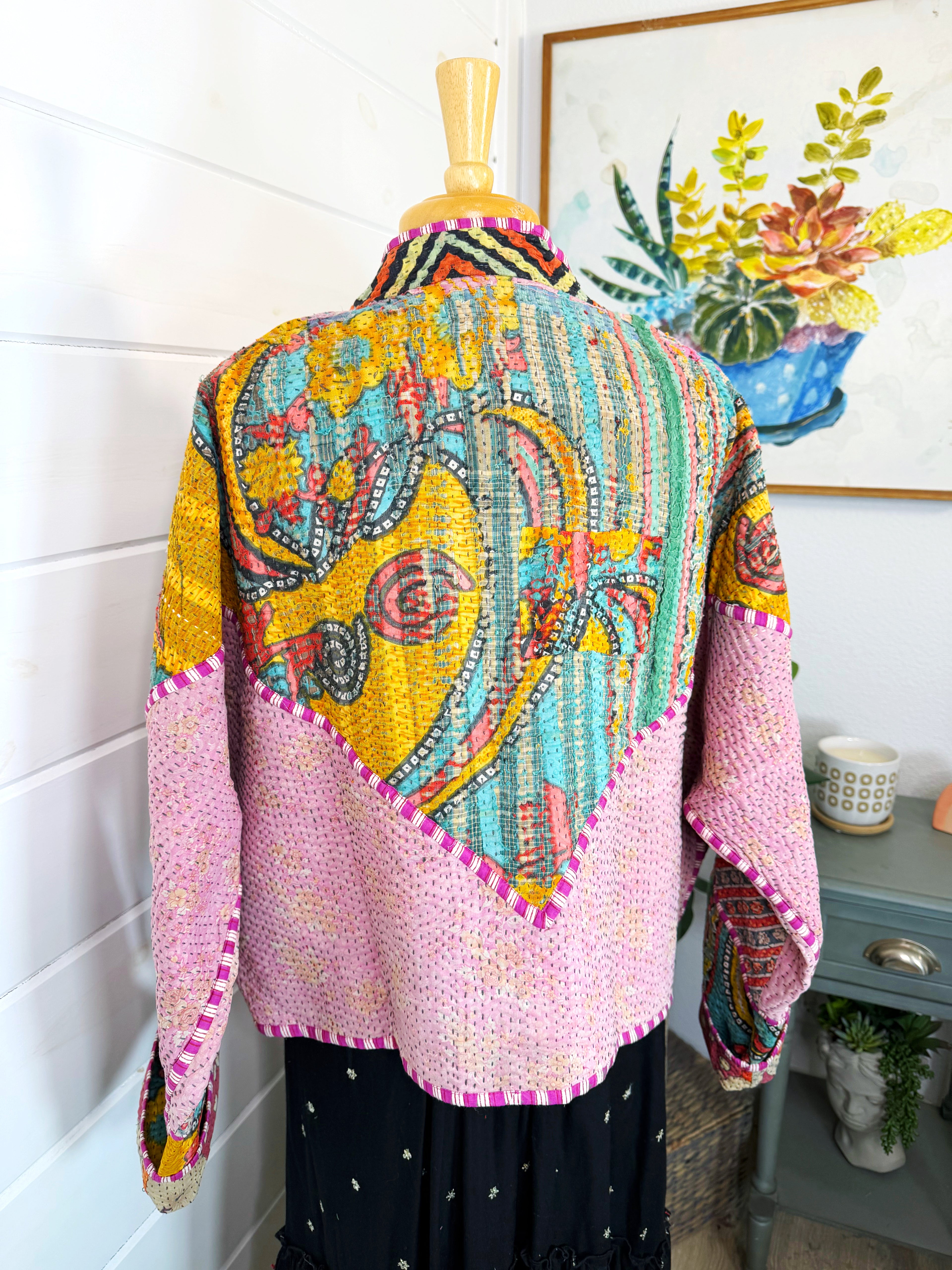 Patchwork Kantha Jacket – Quilted Reversible Blanket Coat