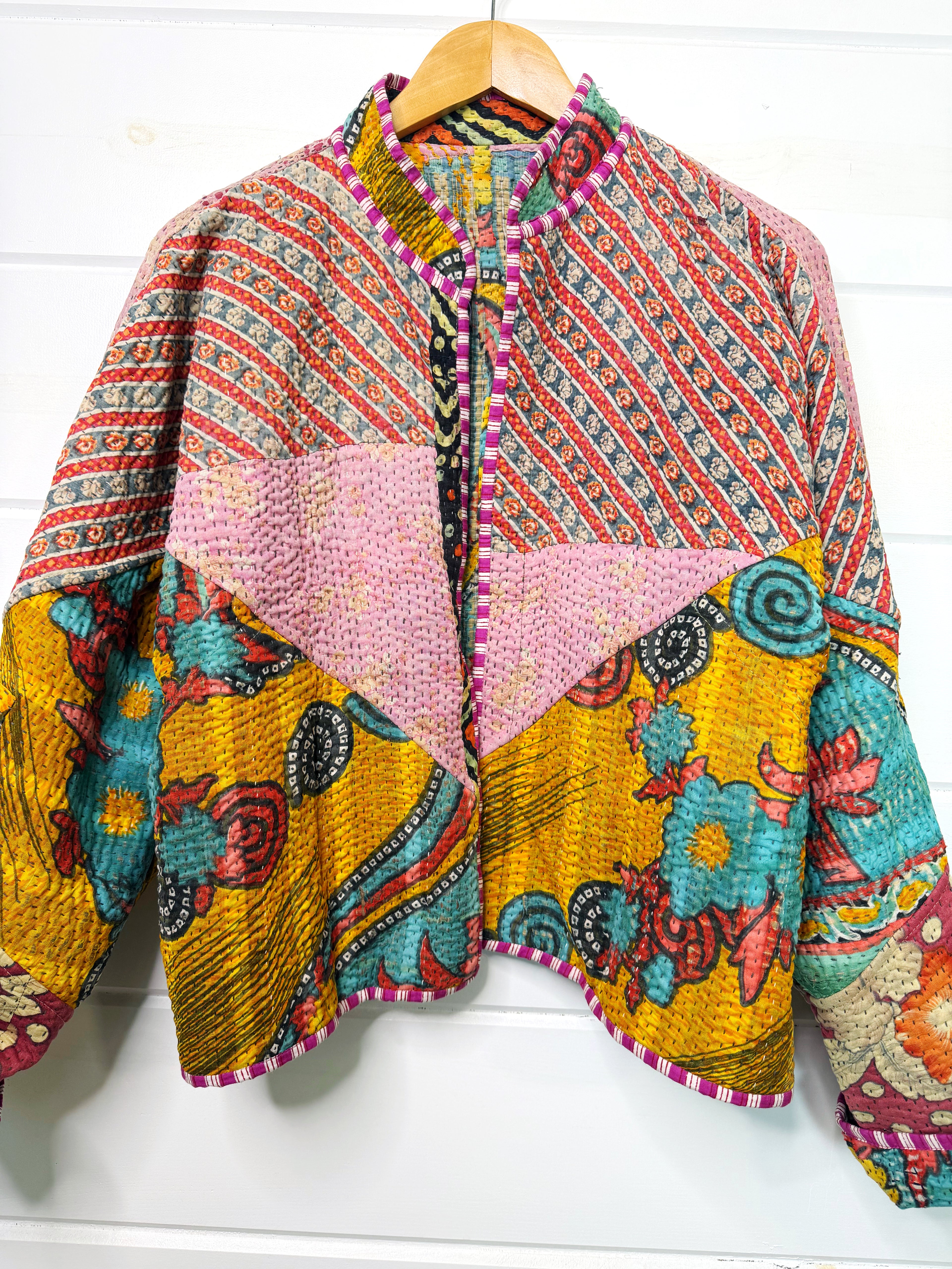 Patchwork Kantha Jacket – Quilted Reversible Blanket Coat