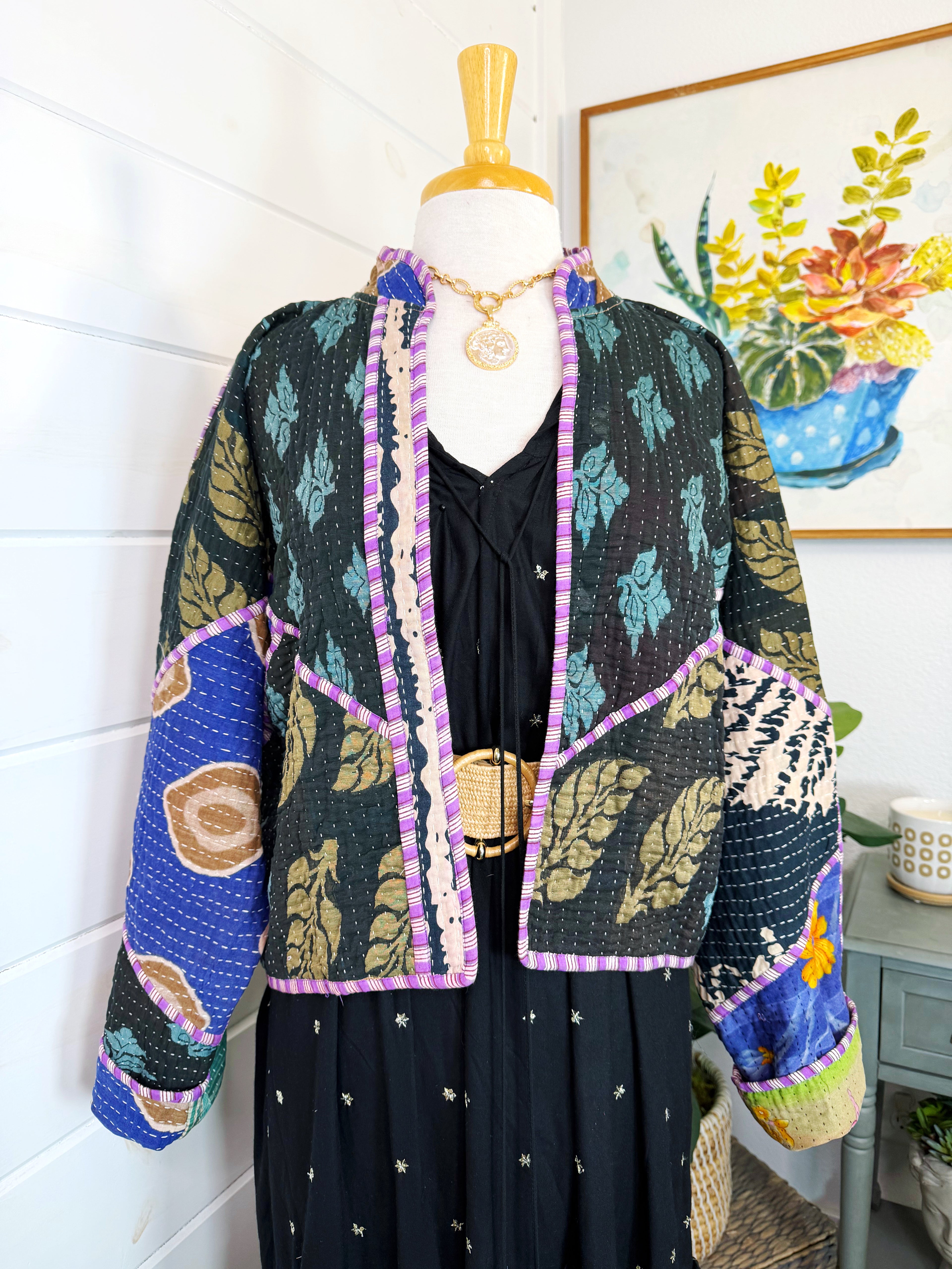 Patchwork Kantha Jacket – Quilted Reversible Blanket Coat