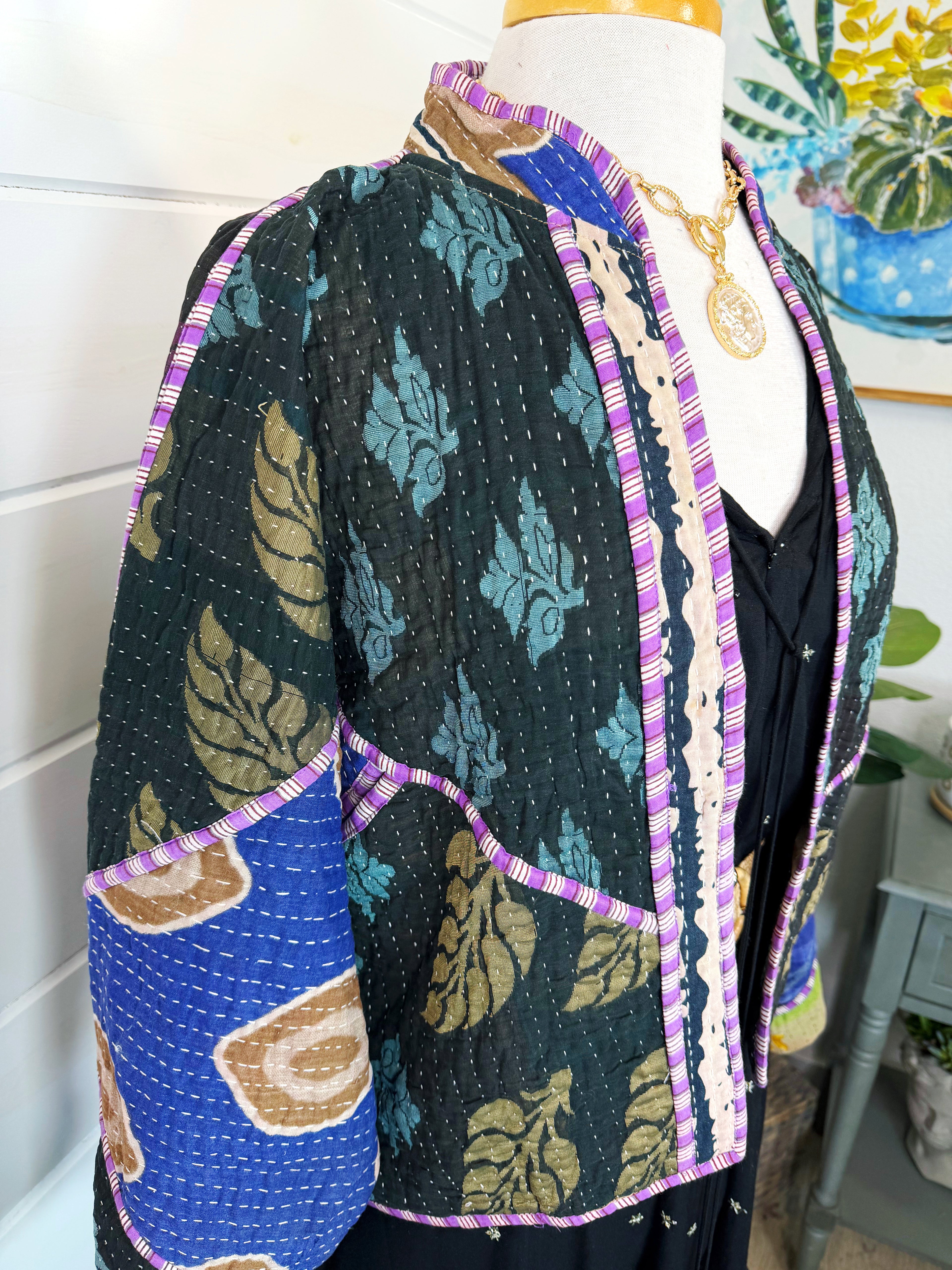 Patchwork Kantha Jacket – Quilted Reversible Blanket Coat