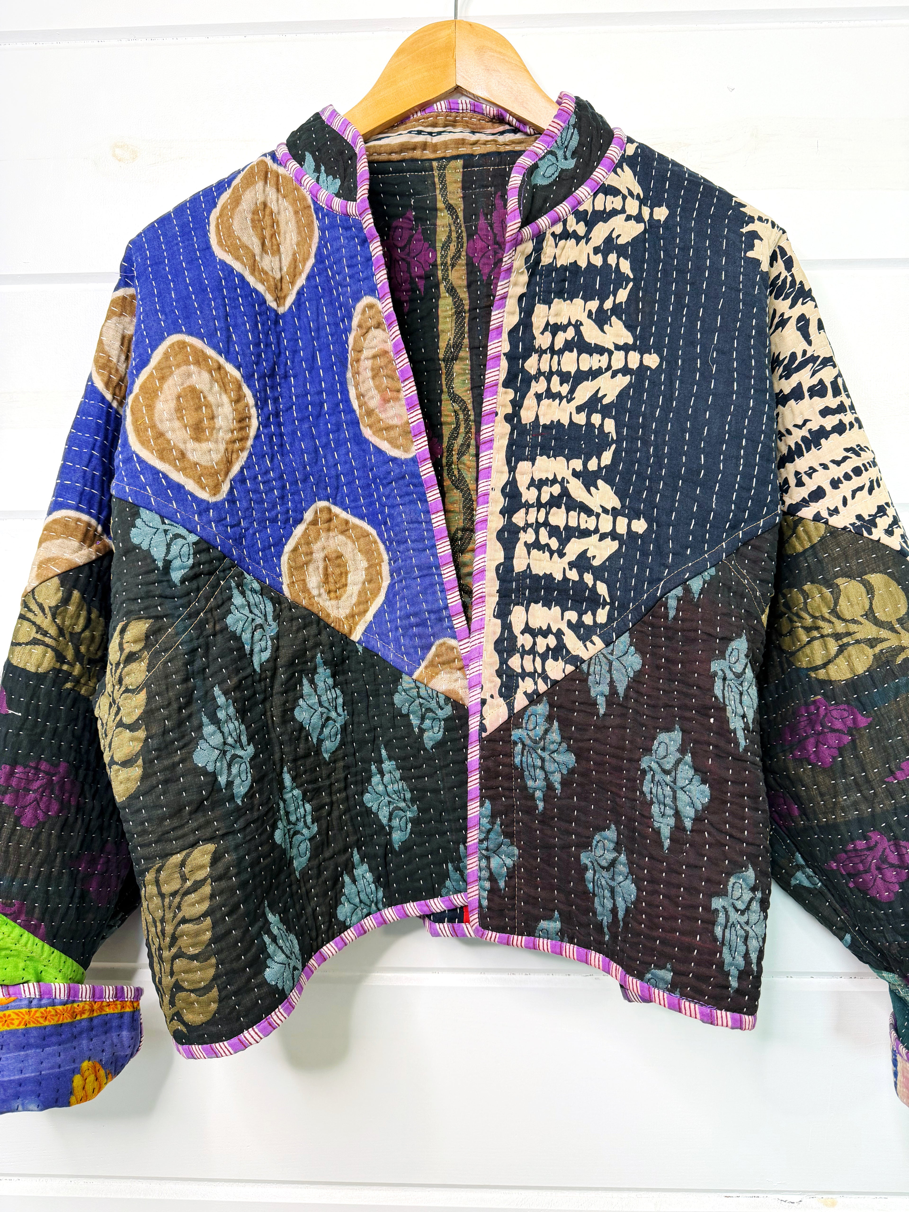 Patchwork Kantha Jacket – Quilted Reversible Blanket Coat