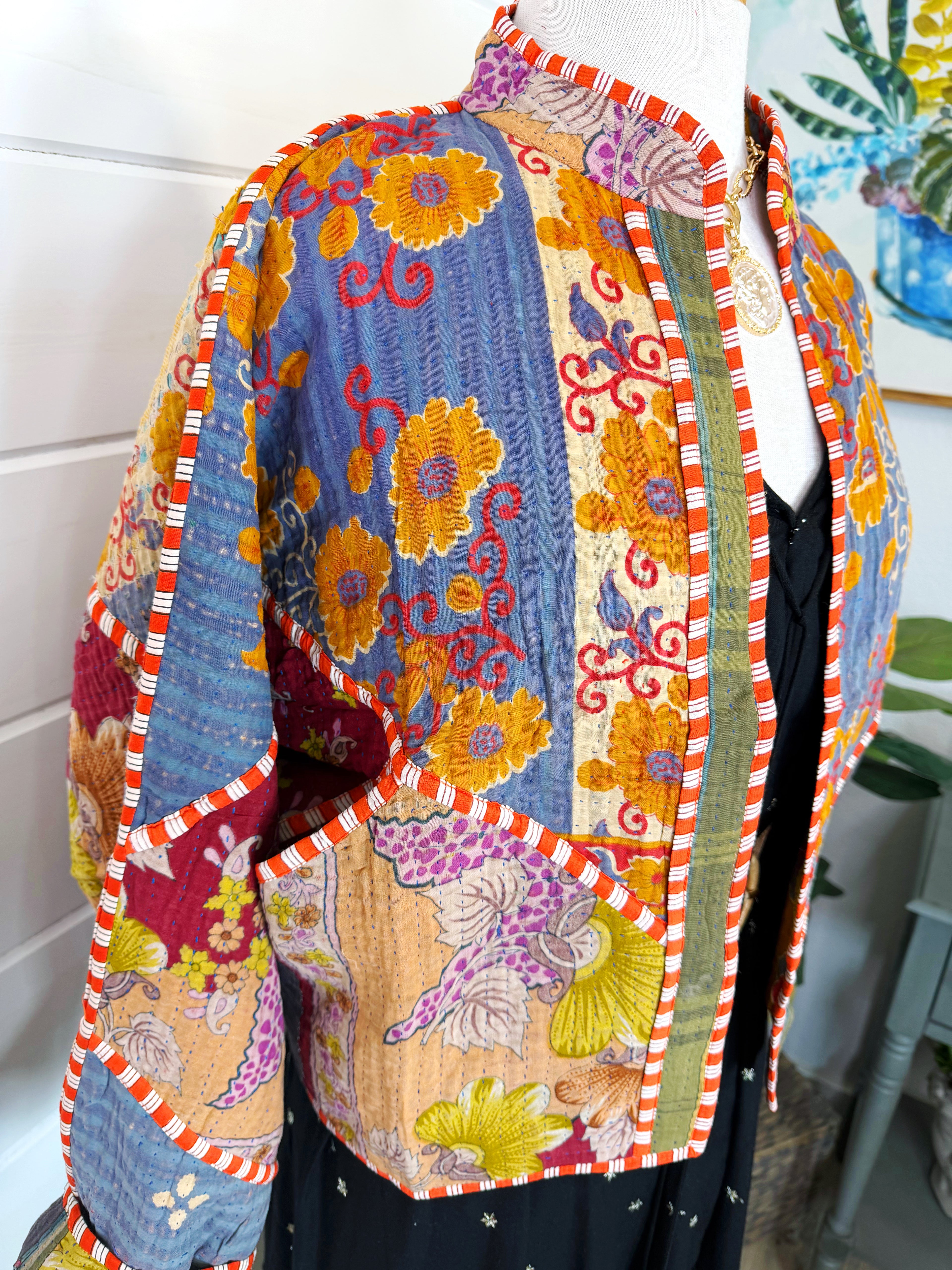 Patchwork Kantha Jacket – Quilted Reversible Blanket Coat