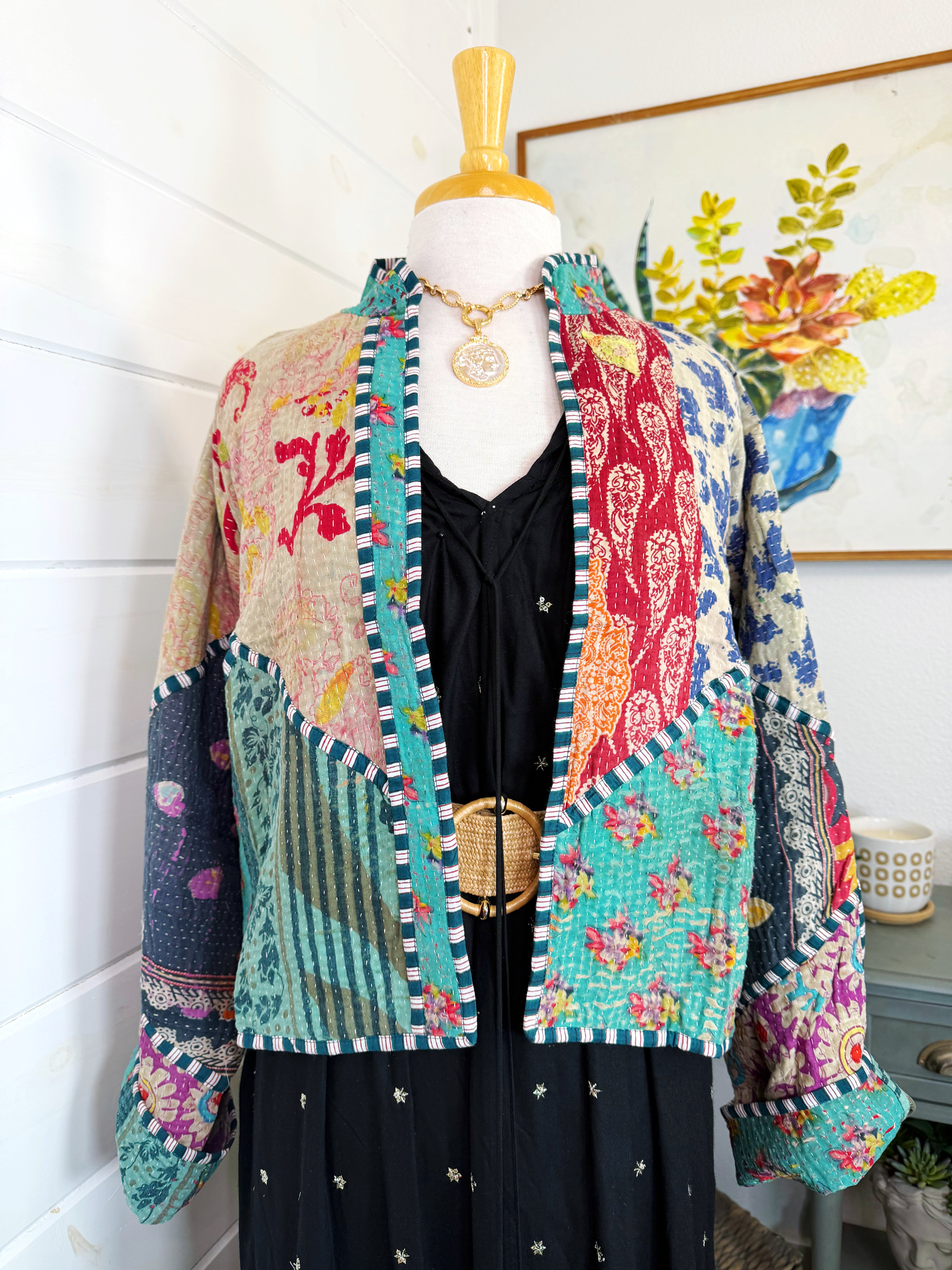 Patchwork Kantha Jacket – Quilted Reversible Blanket Coat