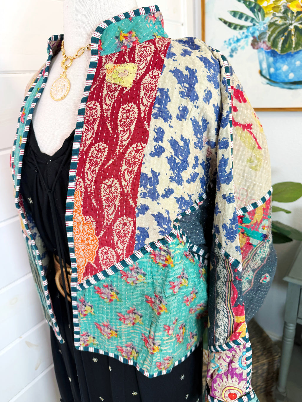 Patchwork Kantha Jacket – Quilted Reversible Blanket Coat