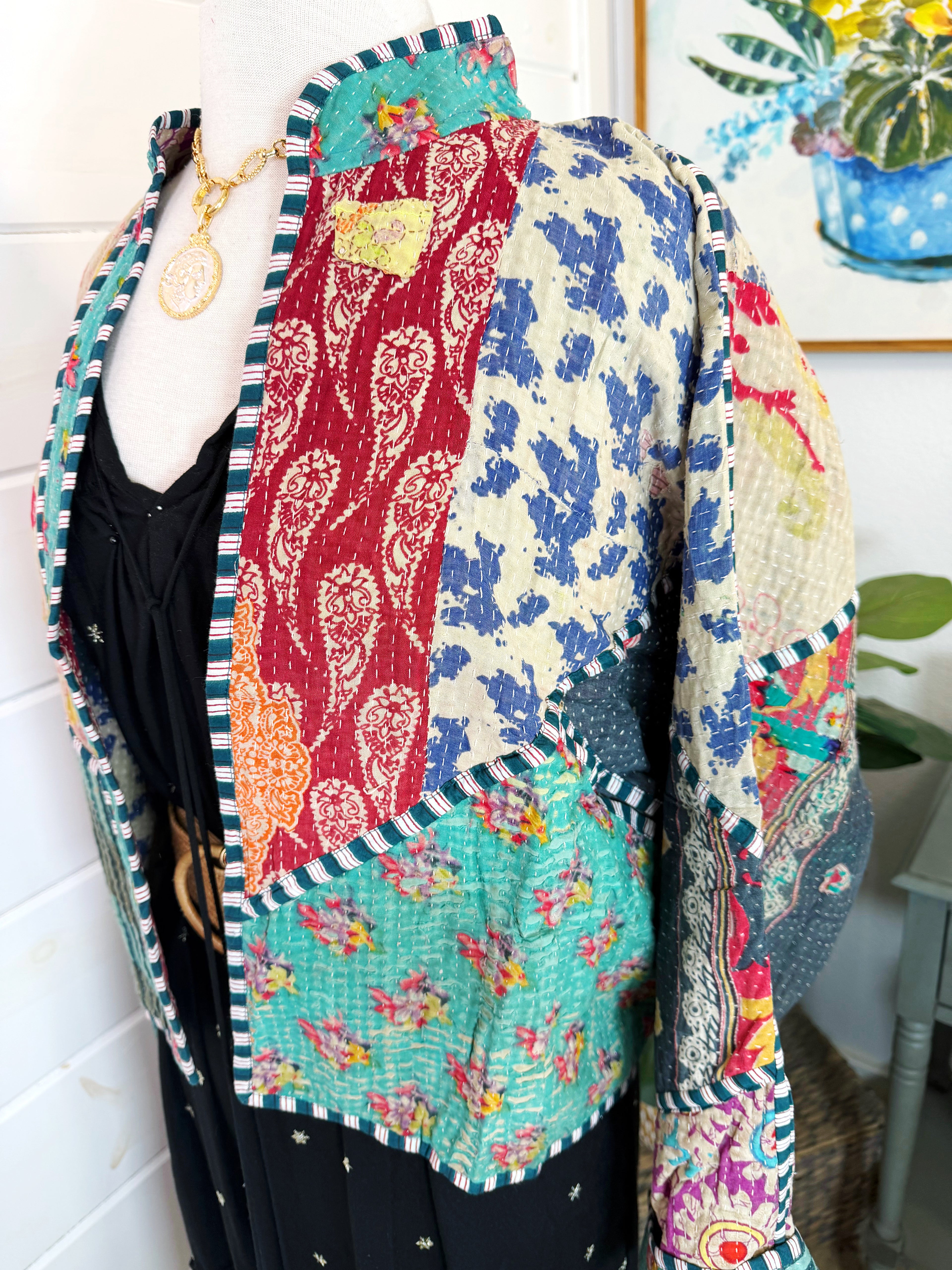 Patchwork Kantha Jacket – Quilted Reversible Blanket Coat