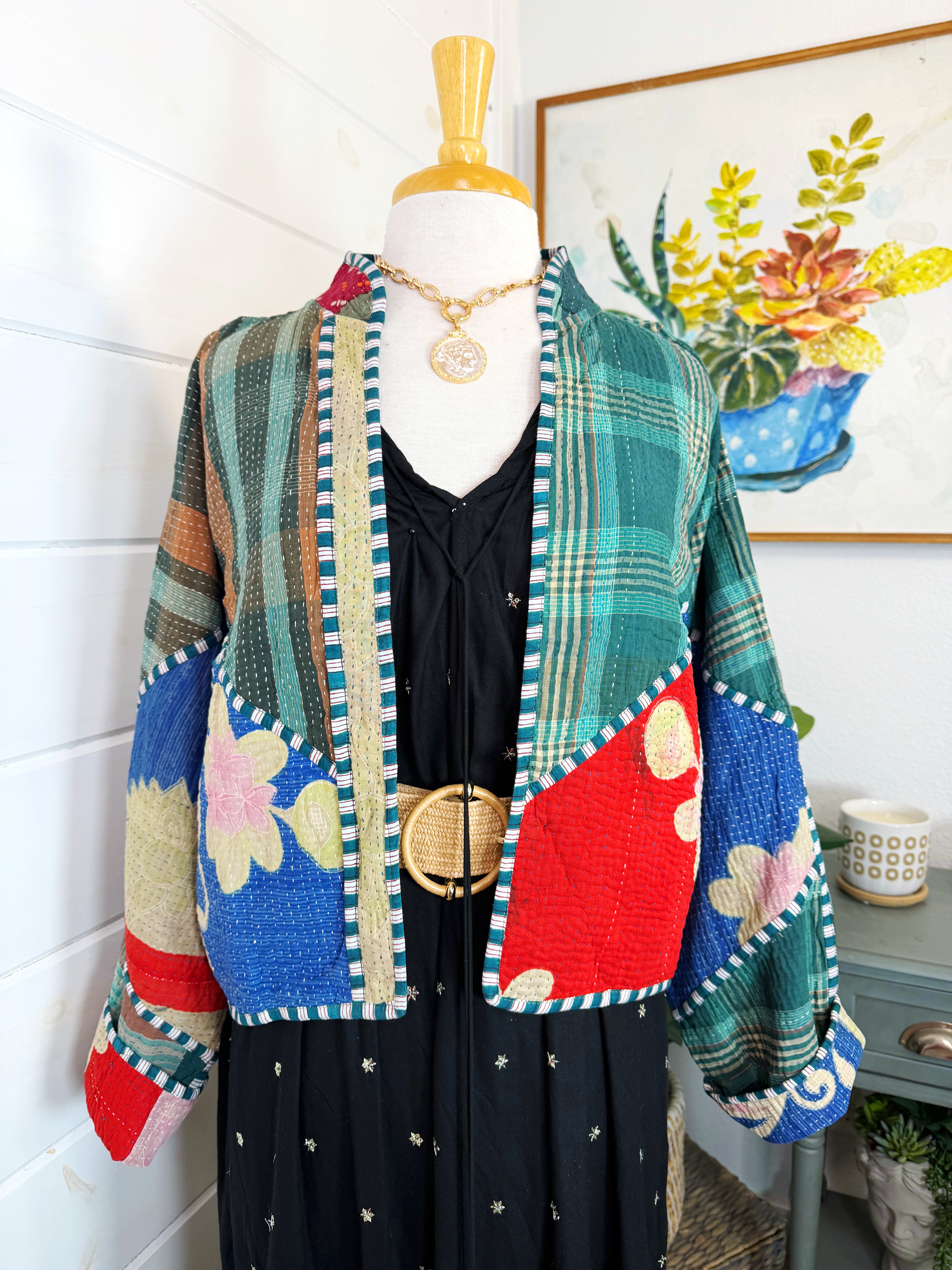 Patchwork Kantha Jacket – Quilted Reversible Blanket Coat
