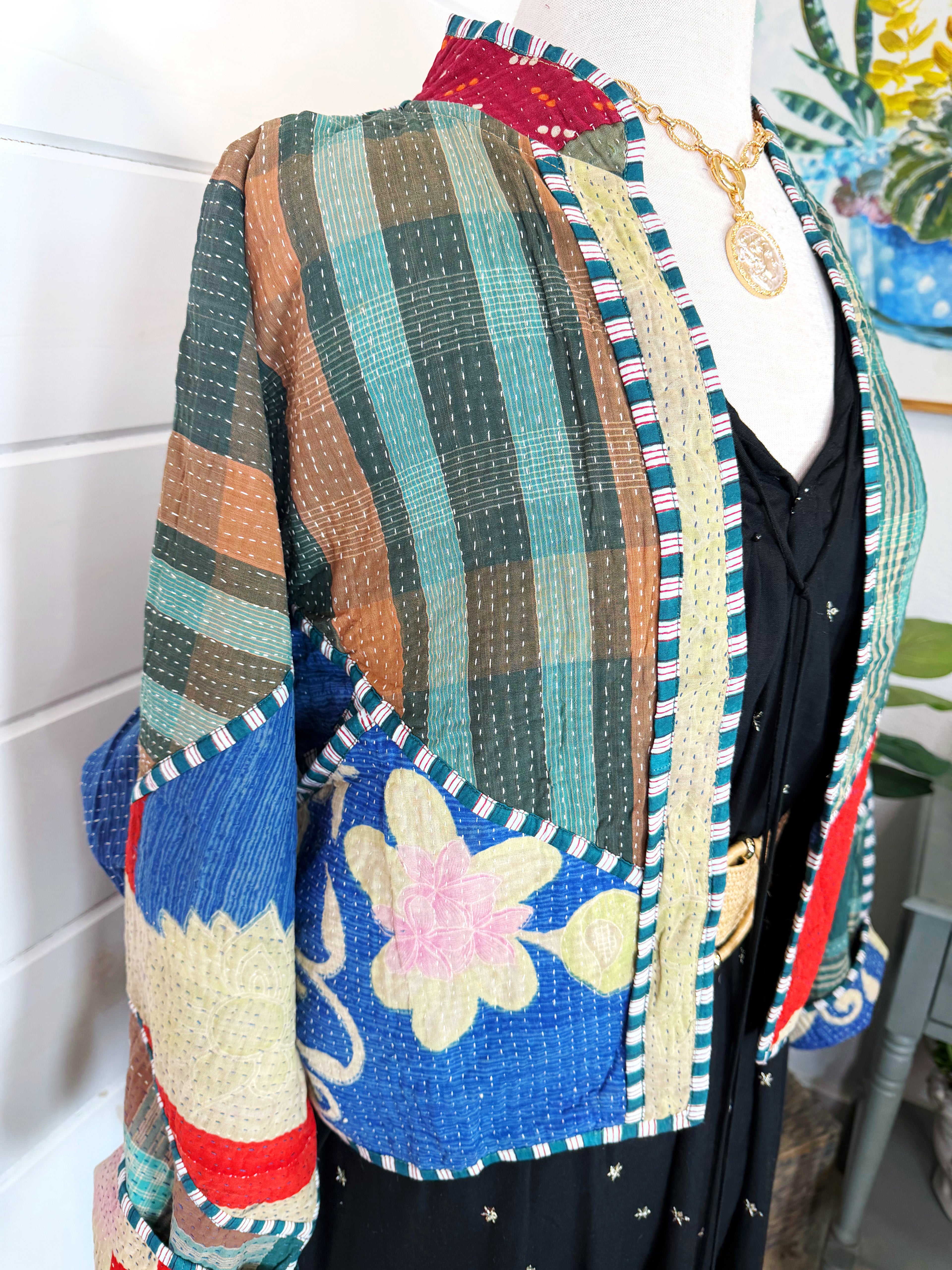 Patchwork Kantha Jacket – Quilted Reversible Blanket Coat