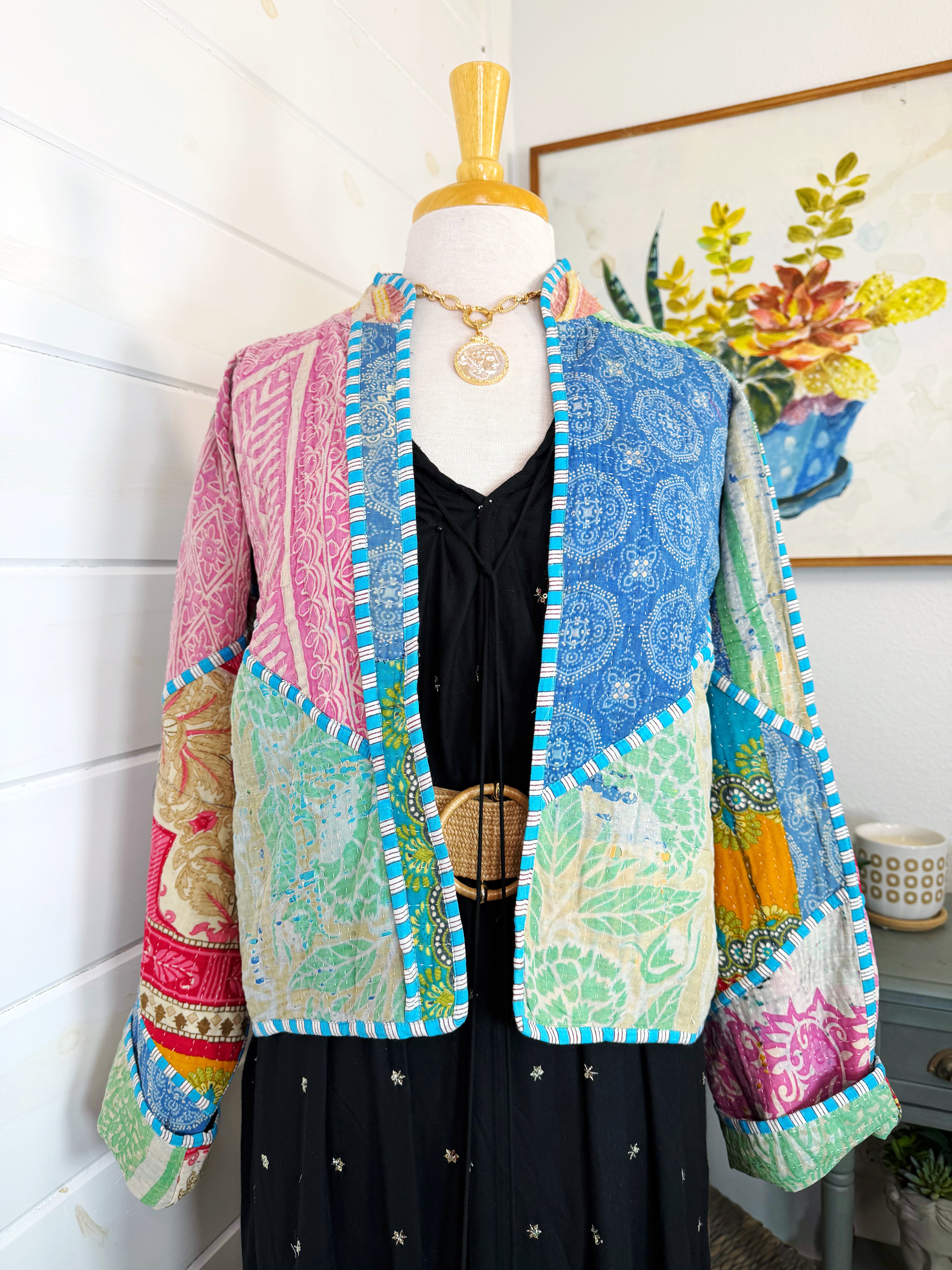 Patchwork Kantha Jacket – Quilted Reversible Blanket Coat