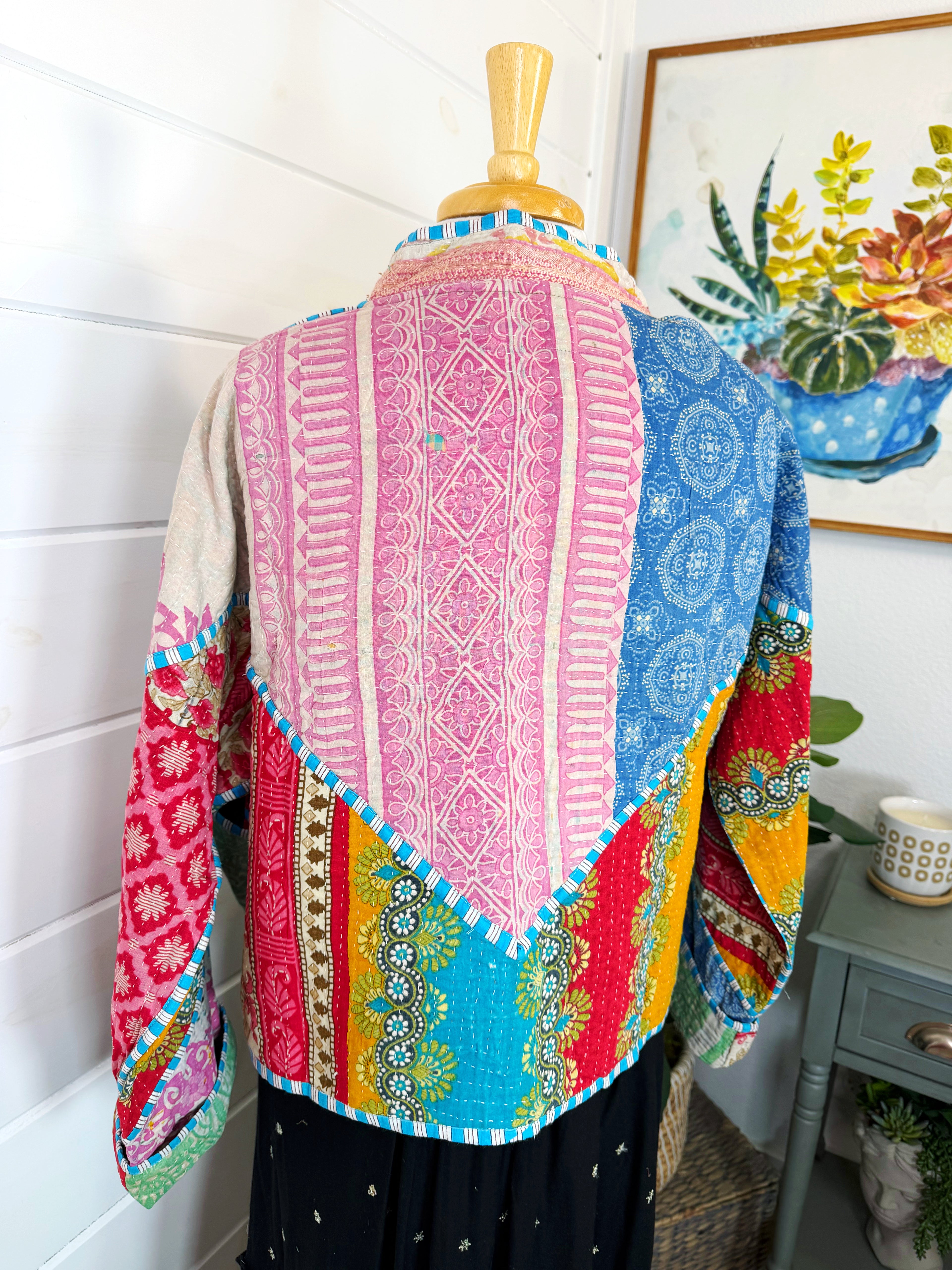 Patchwork Kantha Jacket – Quilted Reversible Blanket Coat