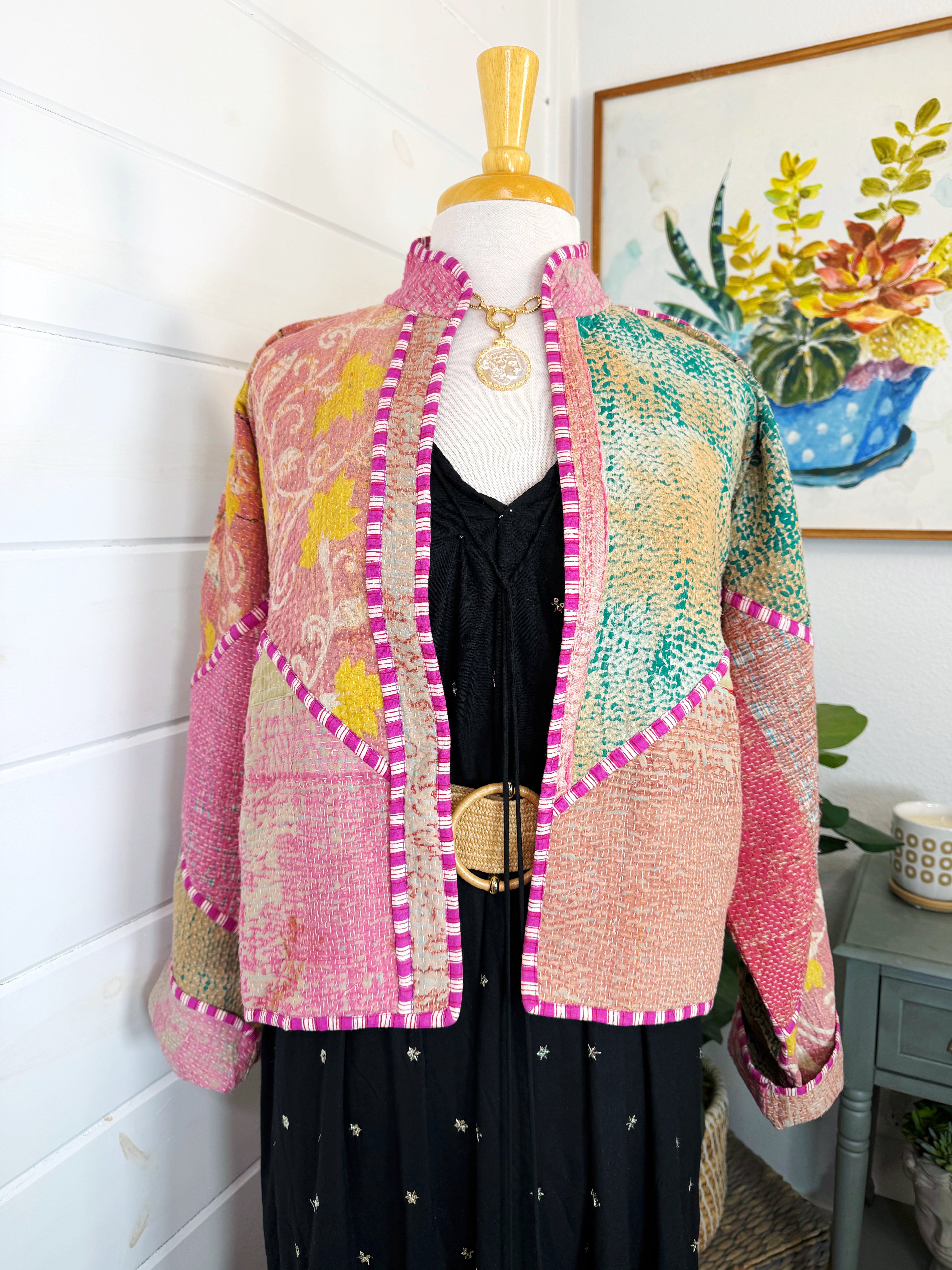 Patchwork Kantha Jacket – Quilted Reversible Blanket Coat