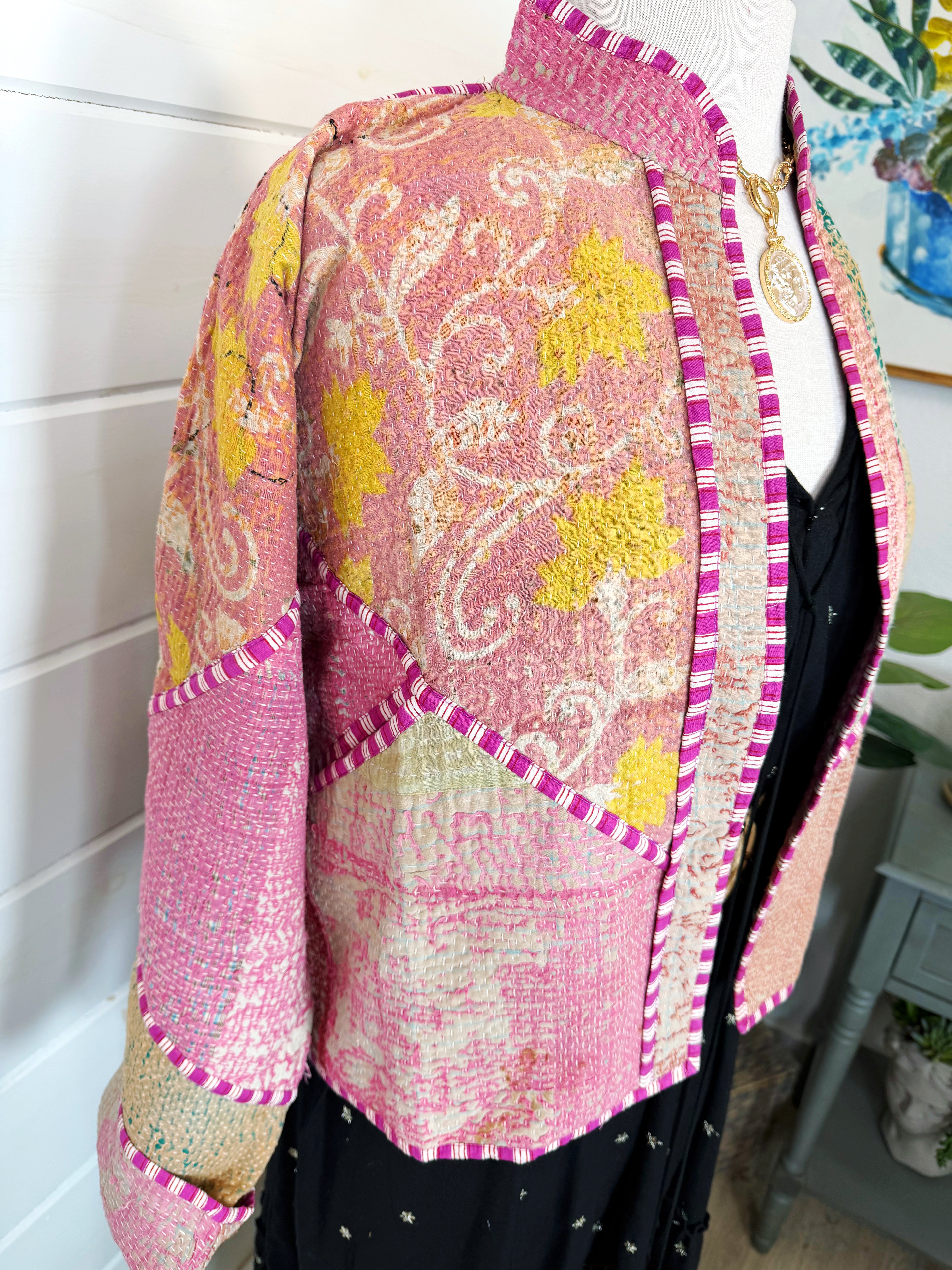 Patchwork Kantha Jacket – Quilted Reversible Blanket Coat