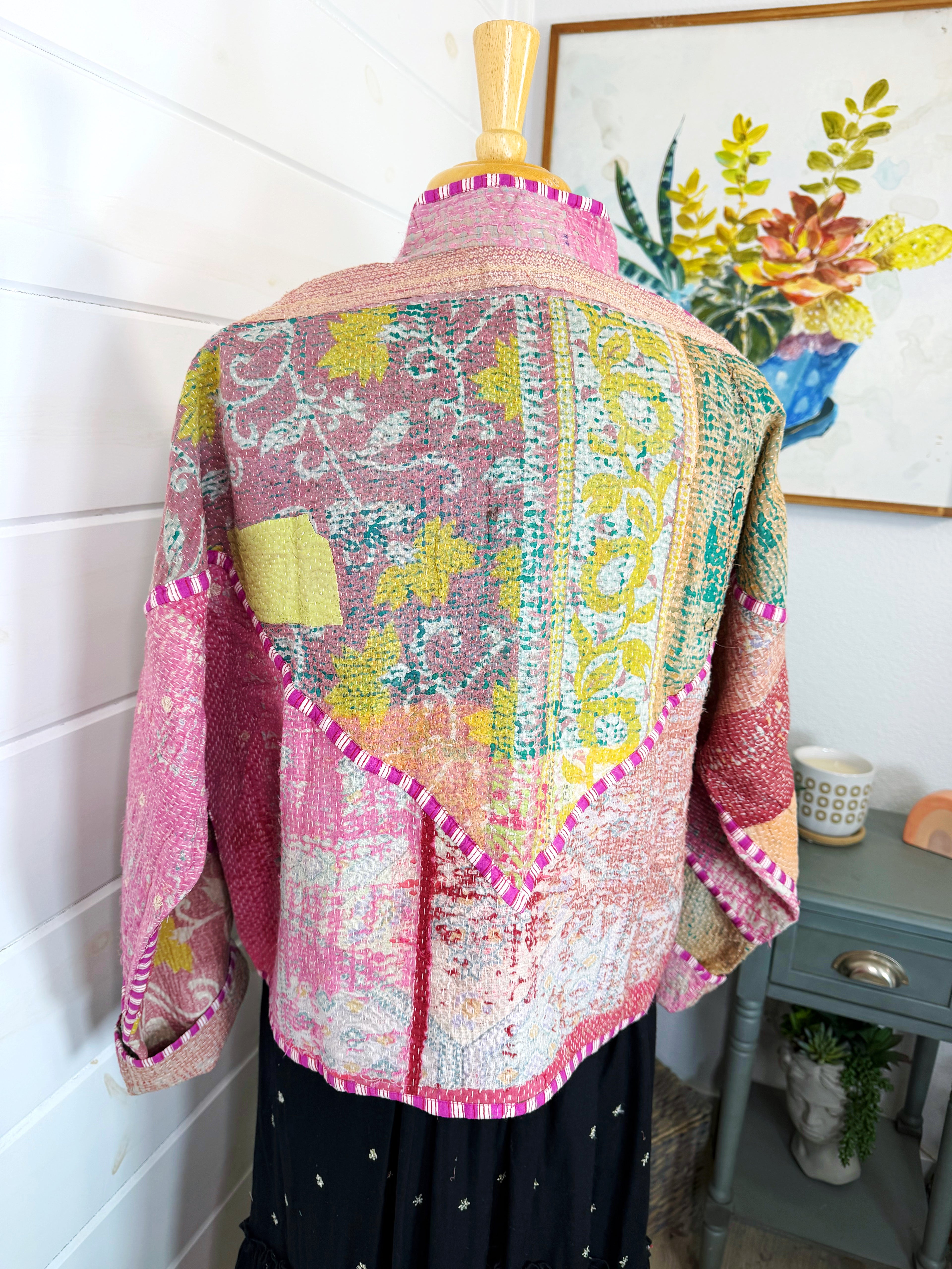 Patchwork Kantha Jacket – Quilted Reversible Blanket Coat