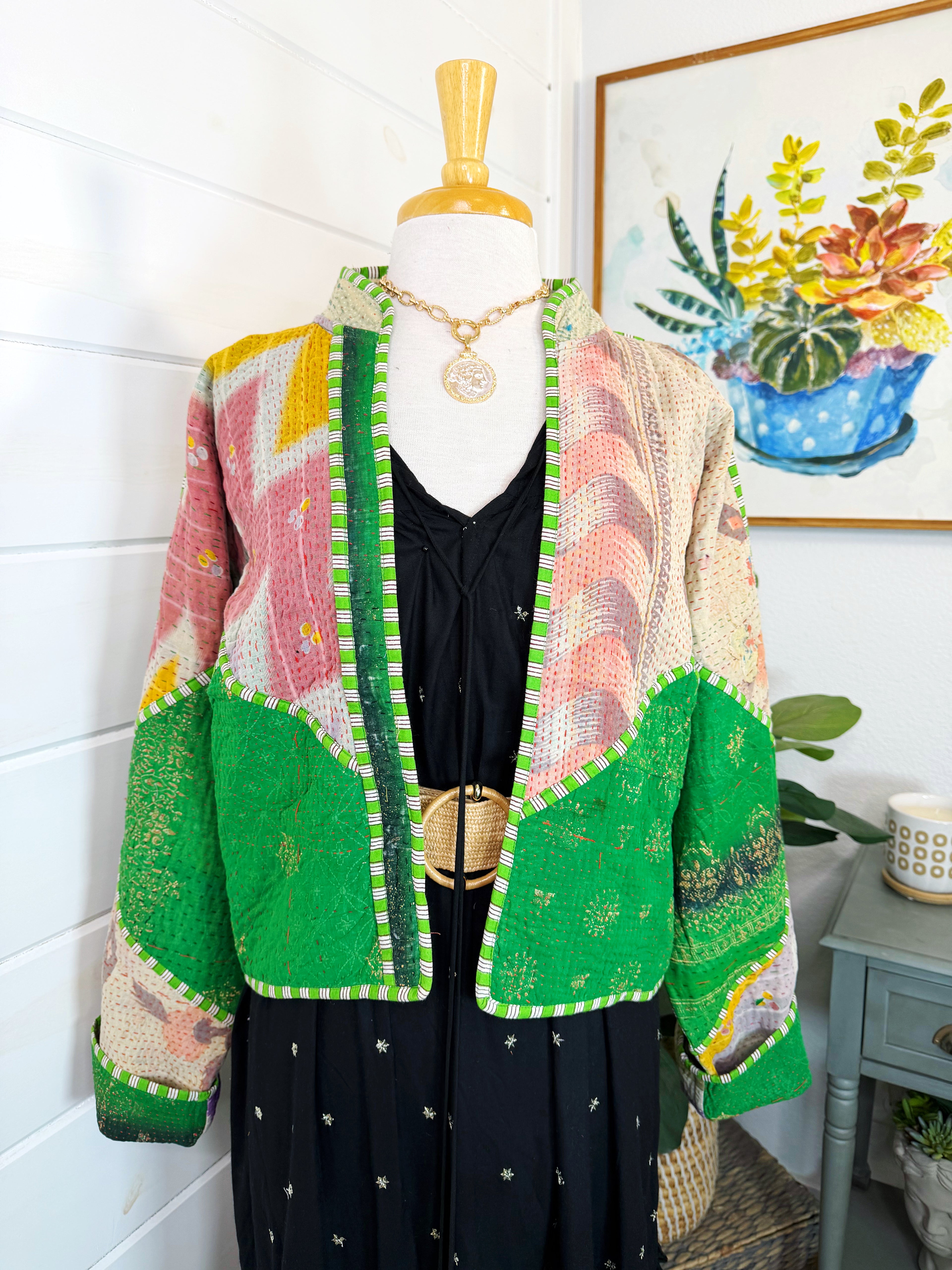 Patchwork Kantha Jacket – Quilted Reversible Blanket Coat