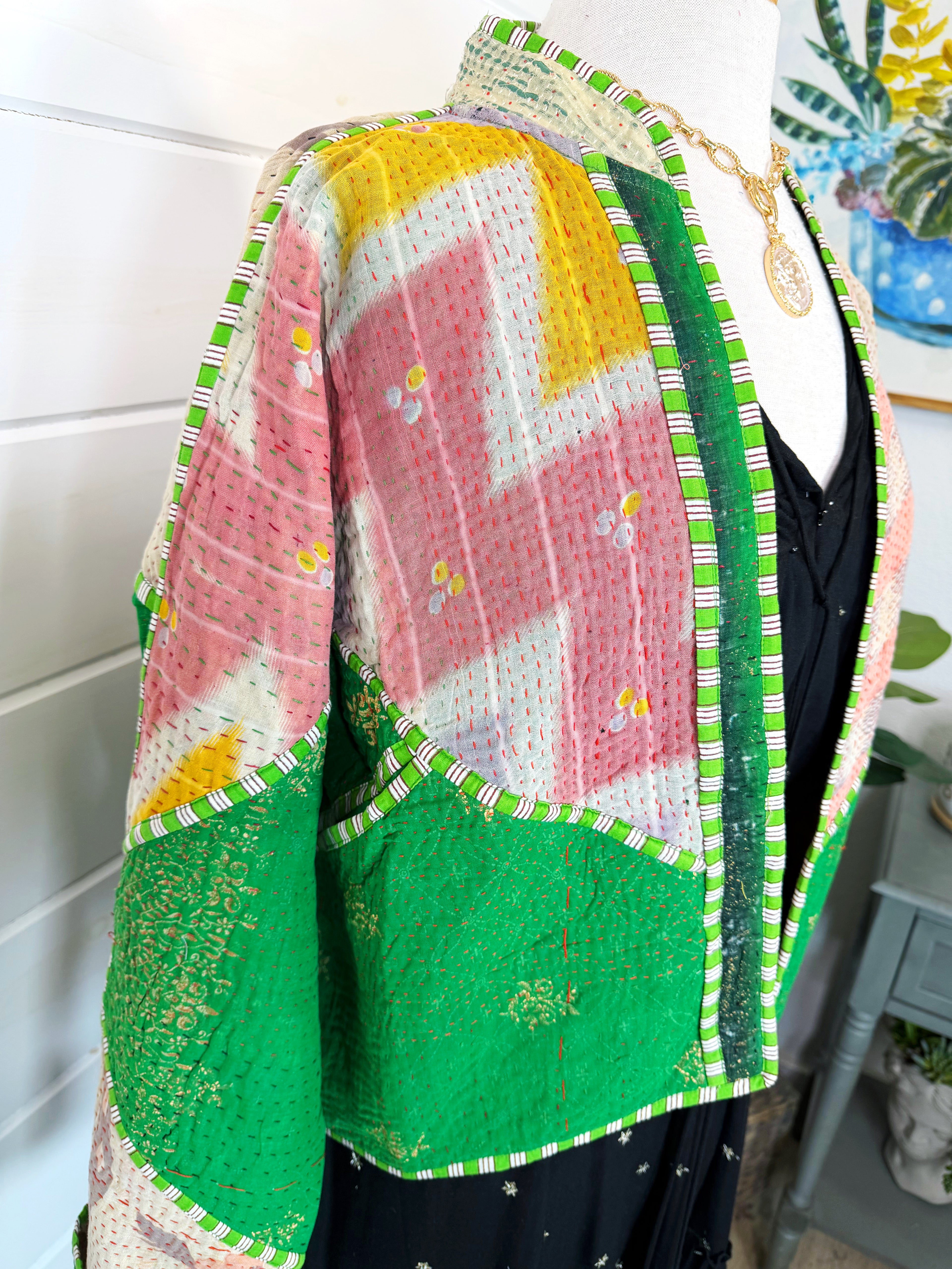 Patchwork Kantha Jacket – Quilted Reversible Blanket Coat