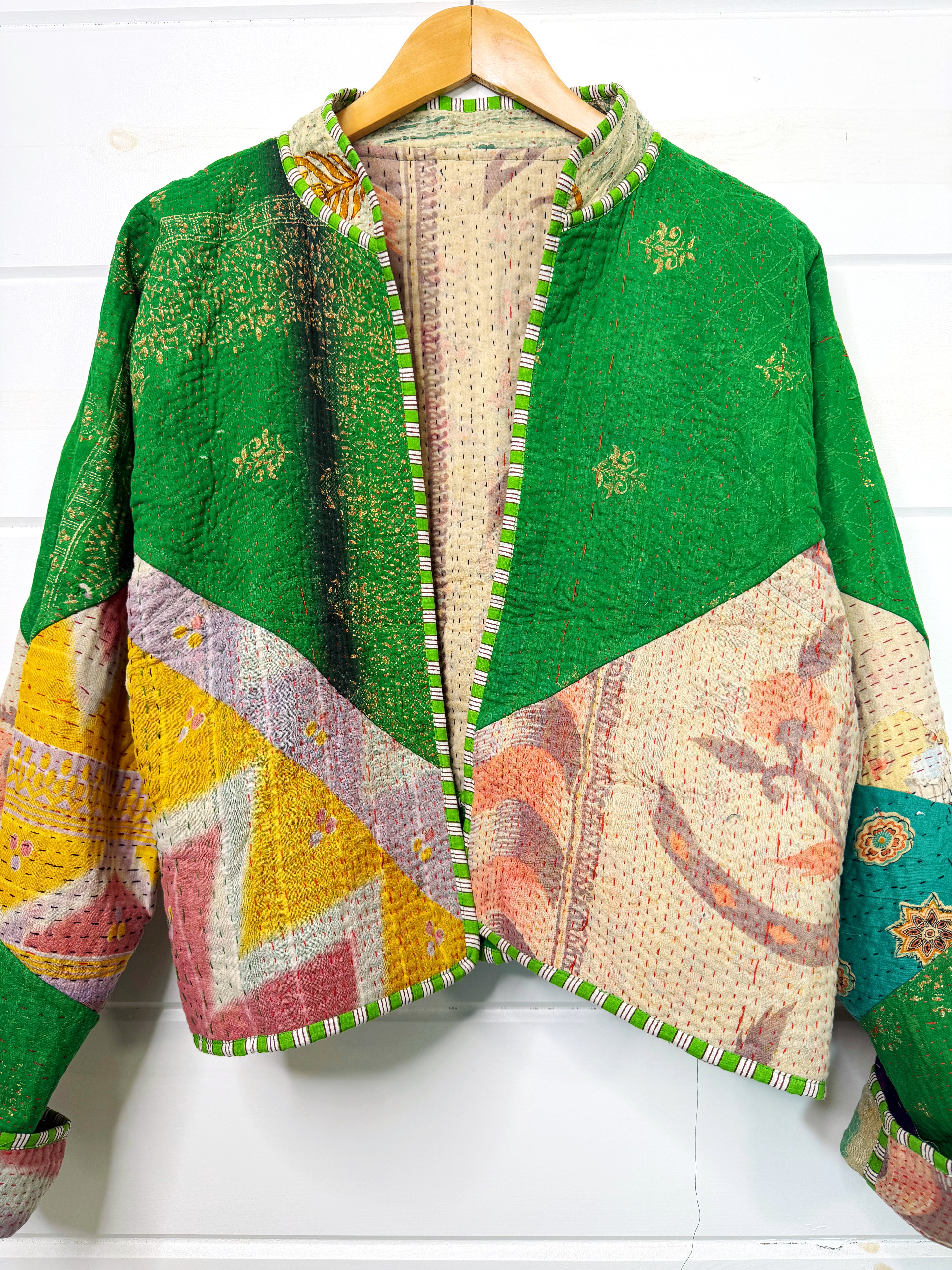 Patchwork Kantha Jacket – Quilted Reversible Blanket Coat