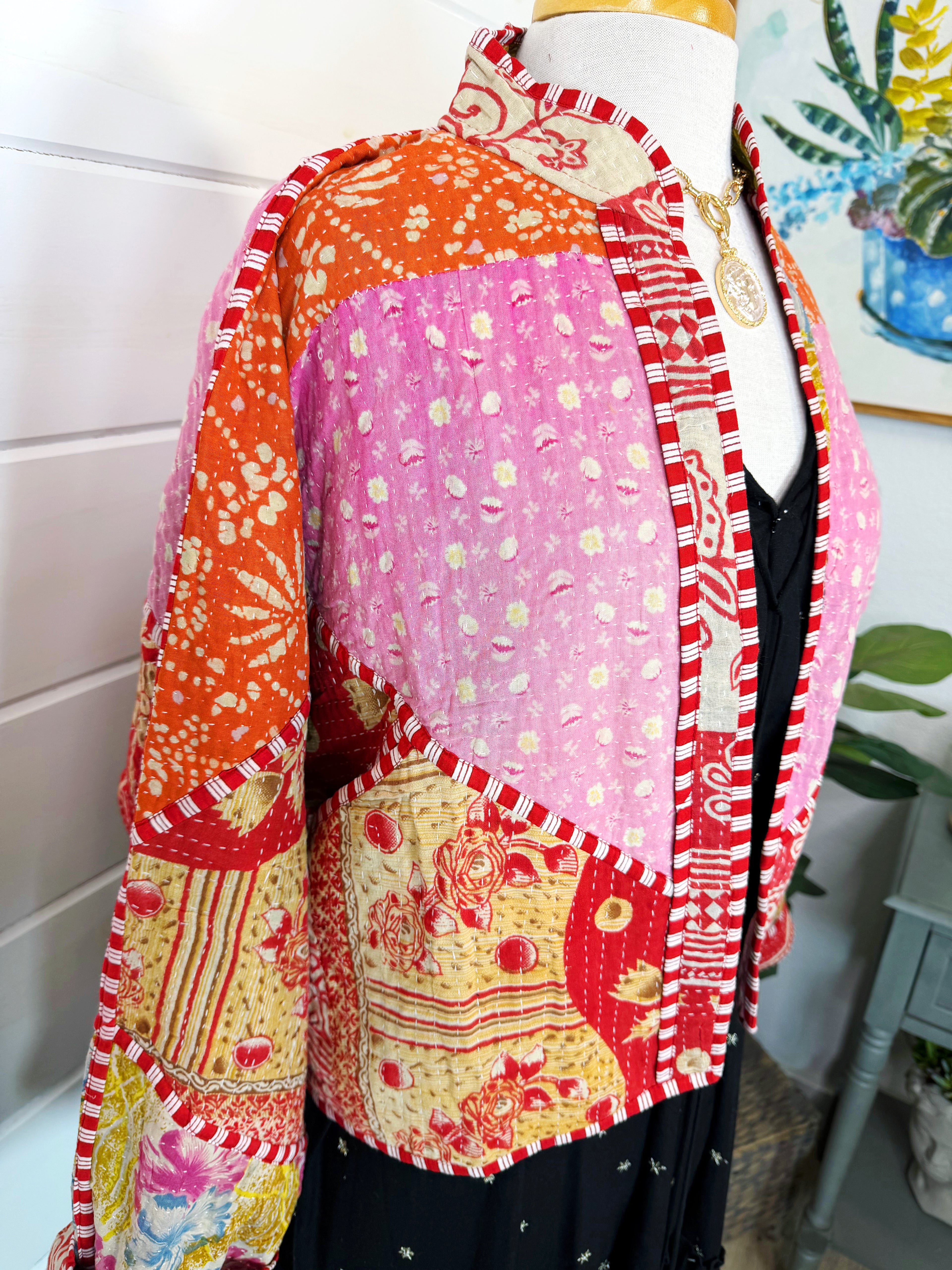 Patchwork Kantha Jacket – Quilted Reversible Blanket Coat