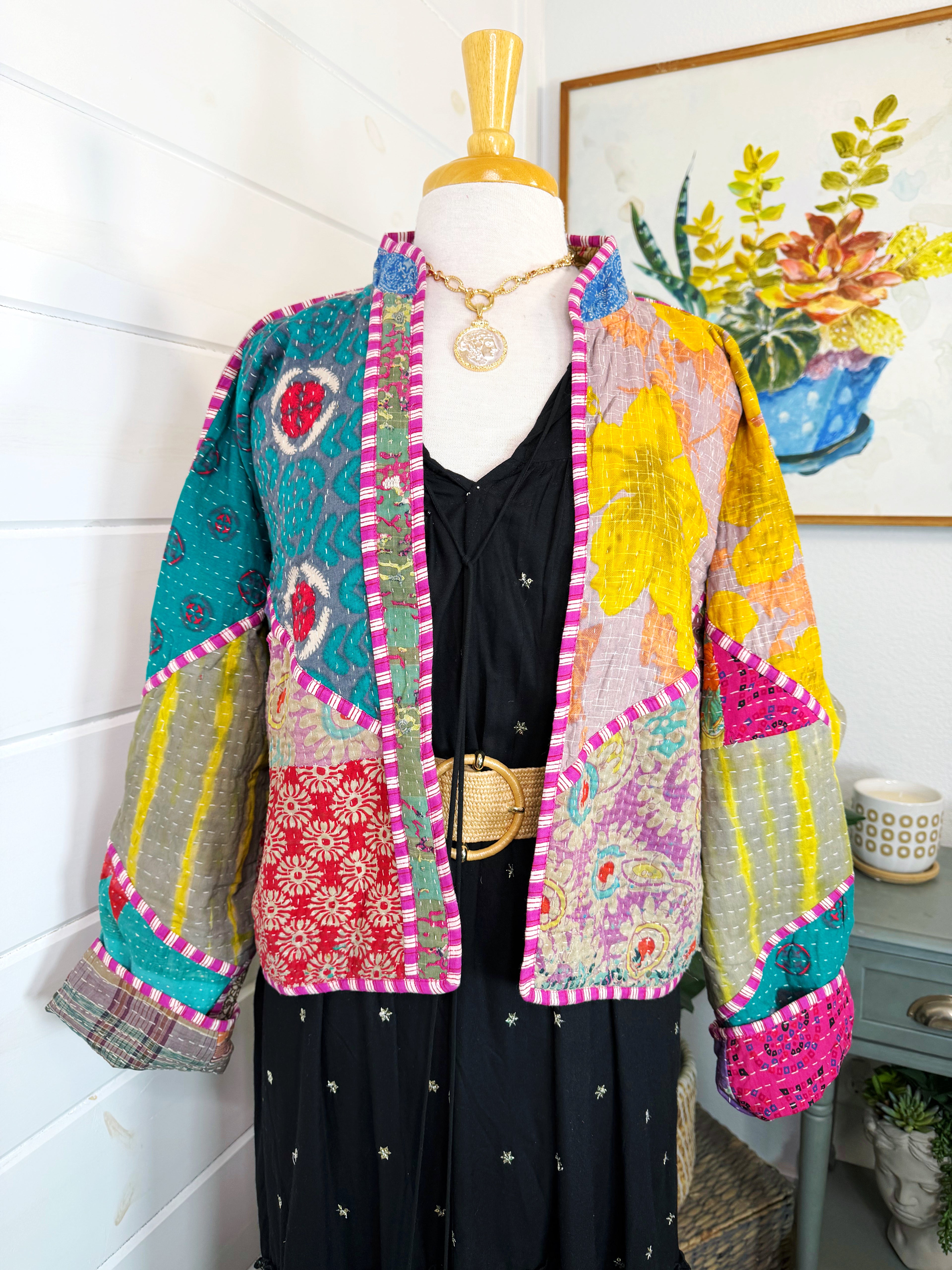 Patchwork Kantha Jacket – Quilted Reversible Blanket Coat
