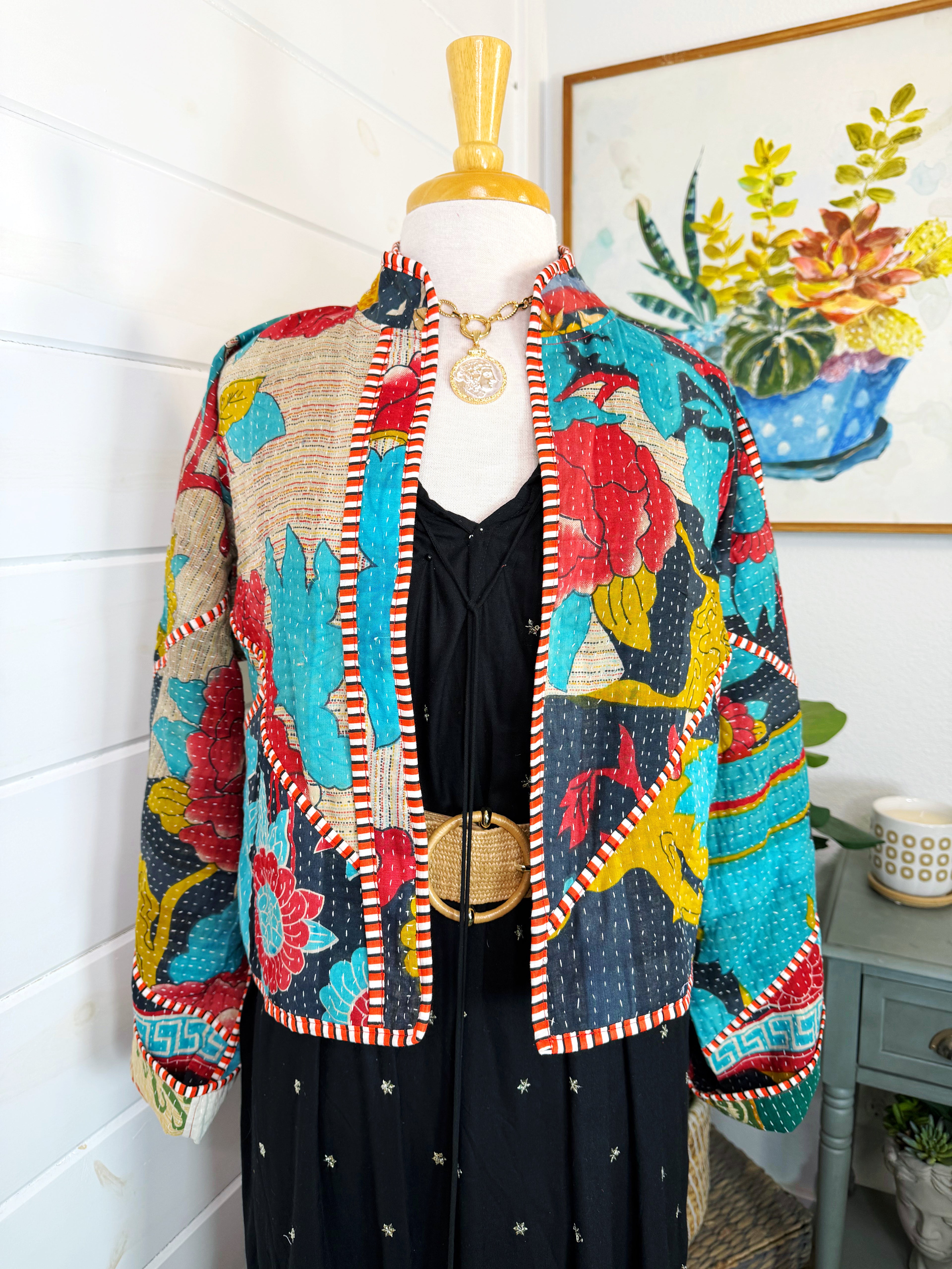 Patchwork Kantha Jacket – Quilted Reversible Blanket Coat