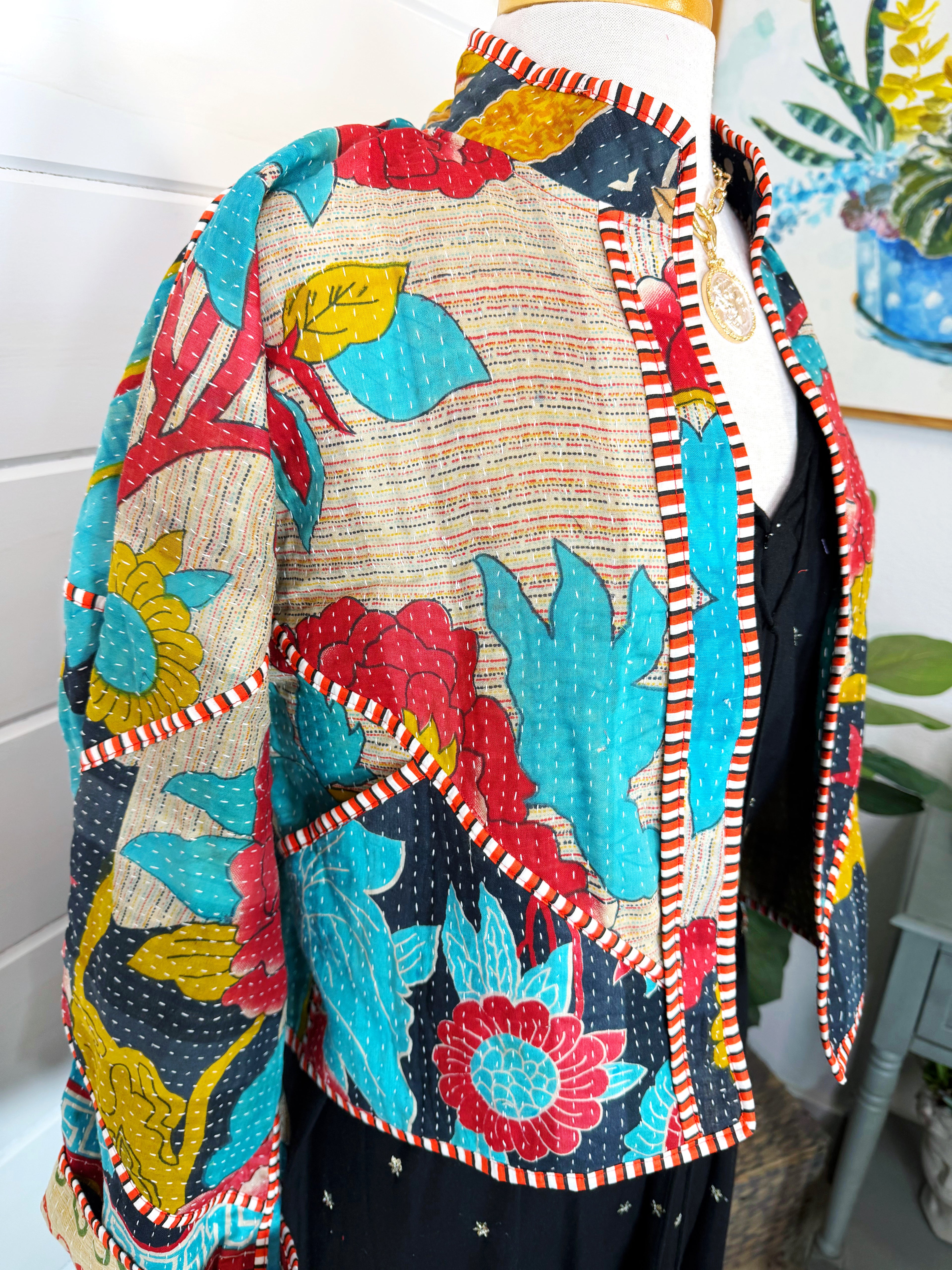 Patchwork Kantha Jacket – Quilted Reversible Blanket Coat