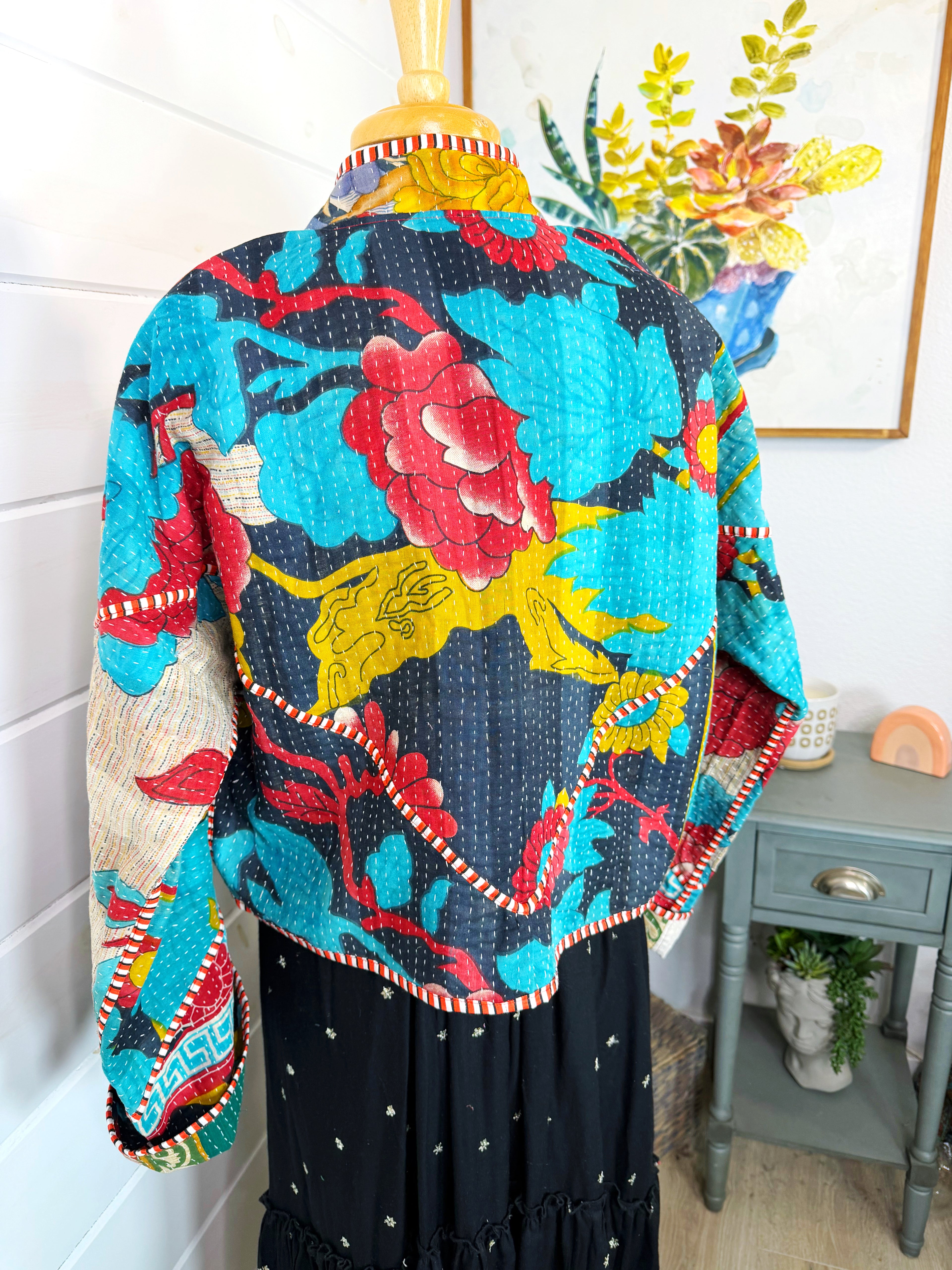 Patchwork Kantha Jacket – Quilted Reversible Blanket Coat