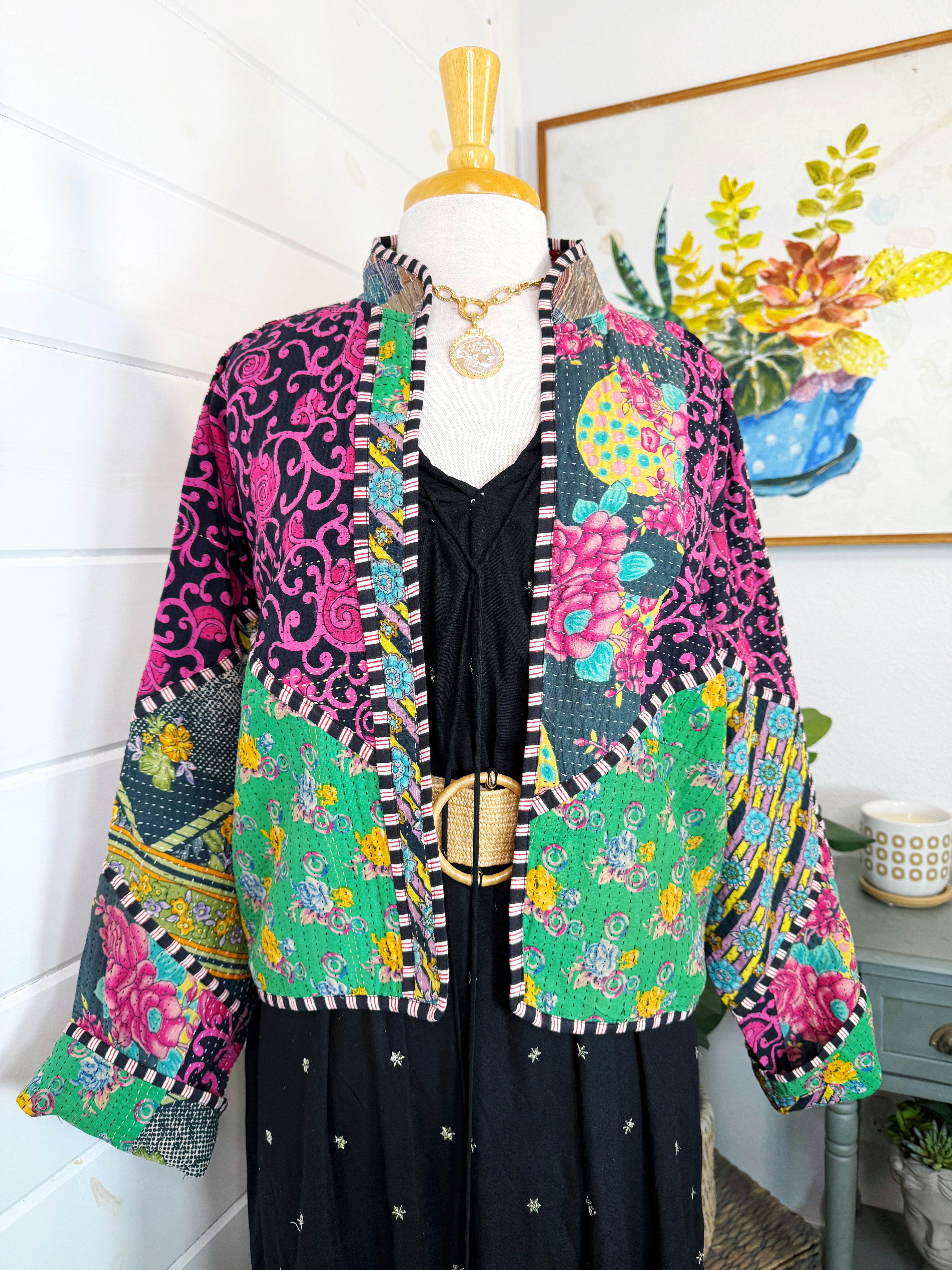 Patchwork Kantha Jacket – Quilted Reversible Blanket Coat