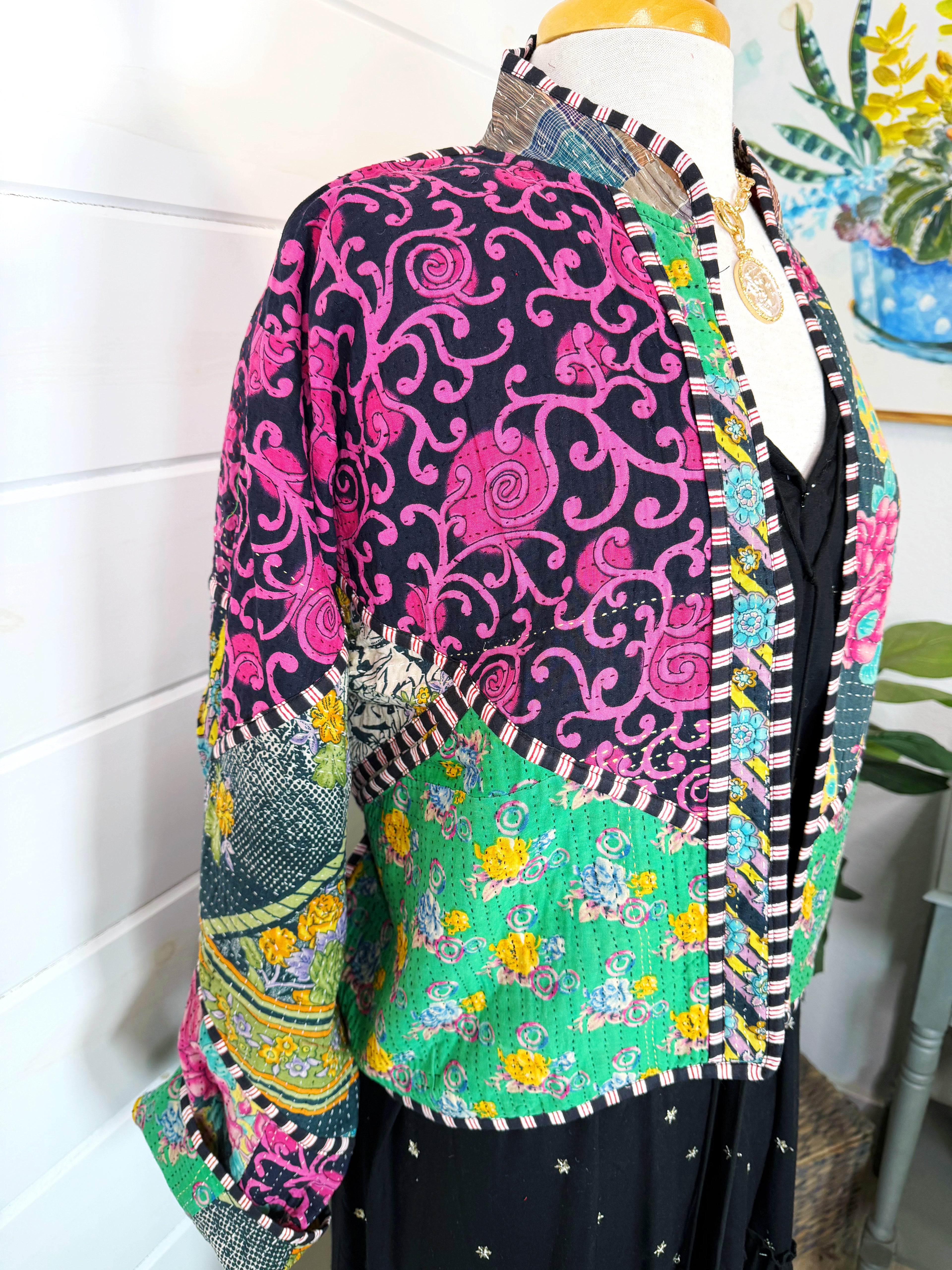 Patchwork Kantha Jacket – Quilted Reversible Blanket Coat