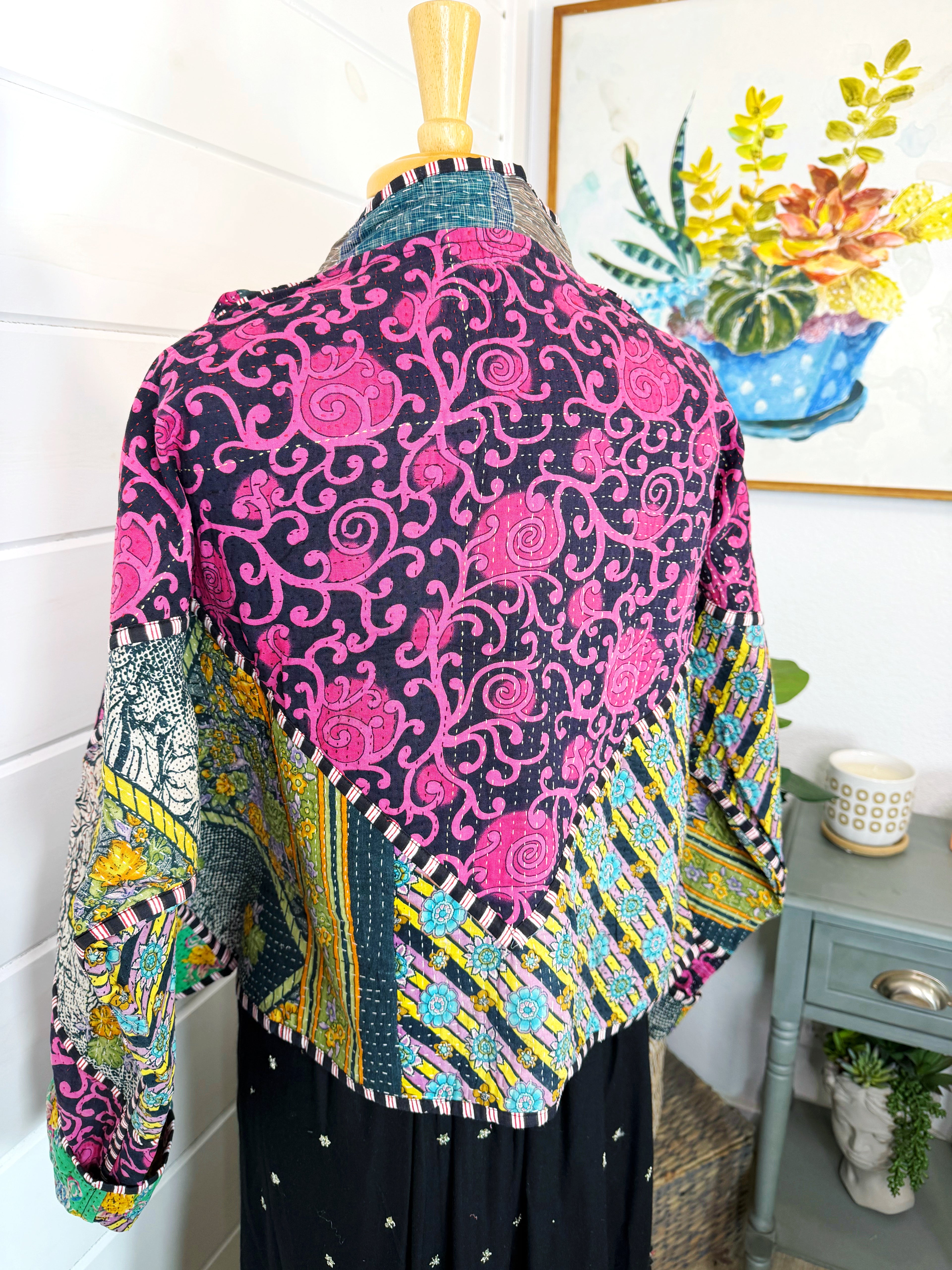 Patchwork Kantha Jacket – Quilted Reversible Blanket Coat