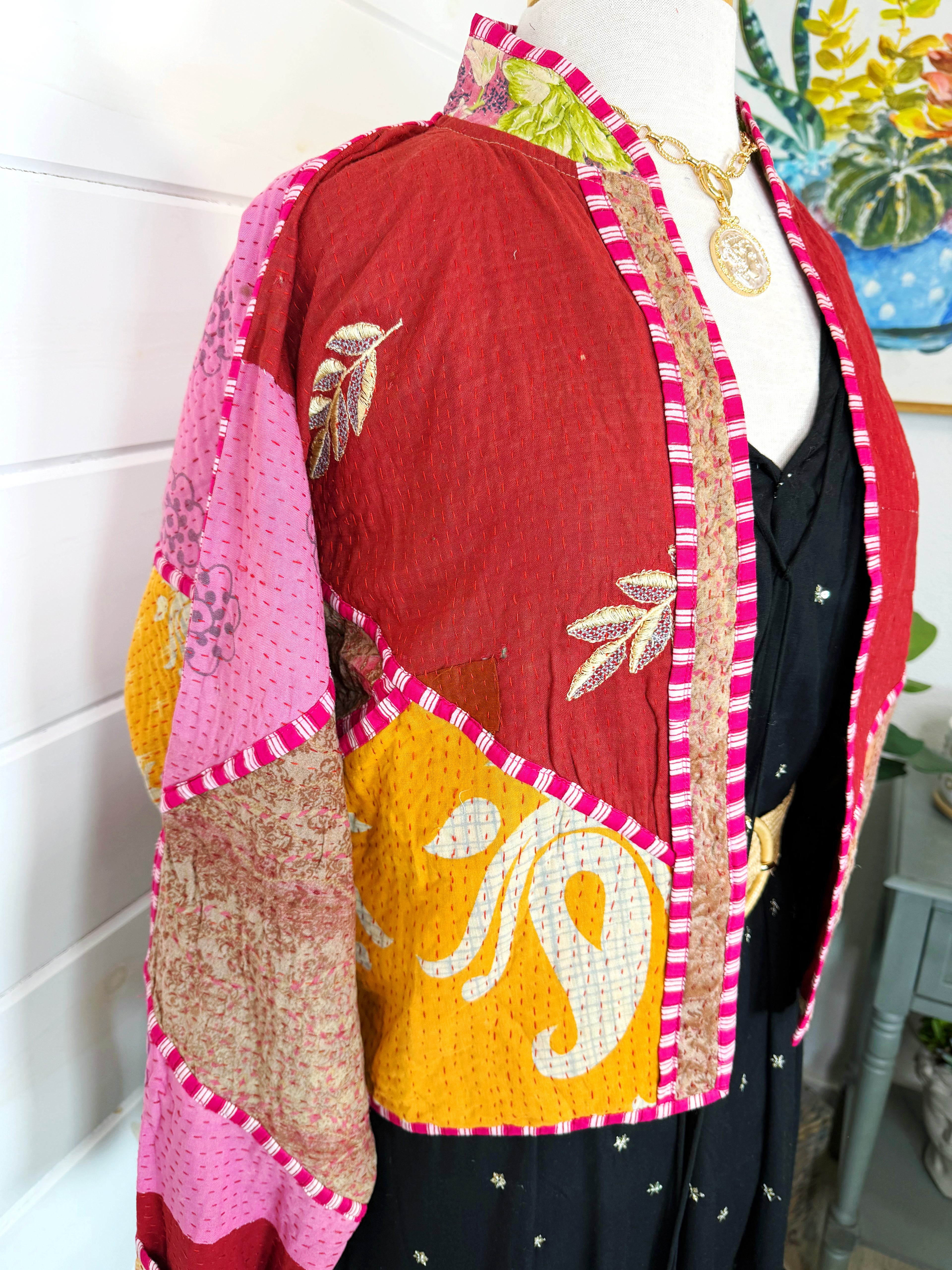Patchwork Kantha Jacket – Quilted Reversible Blanket Coat